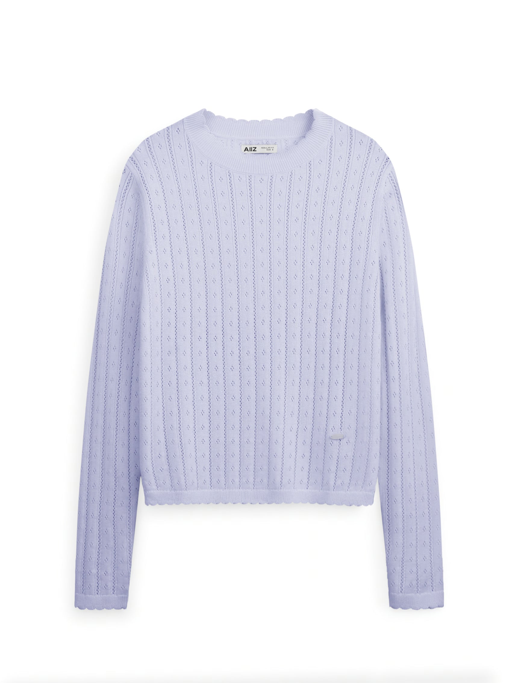 AIIZ Women's Pointelle Knit Long Sleeve Top (Violet / S)