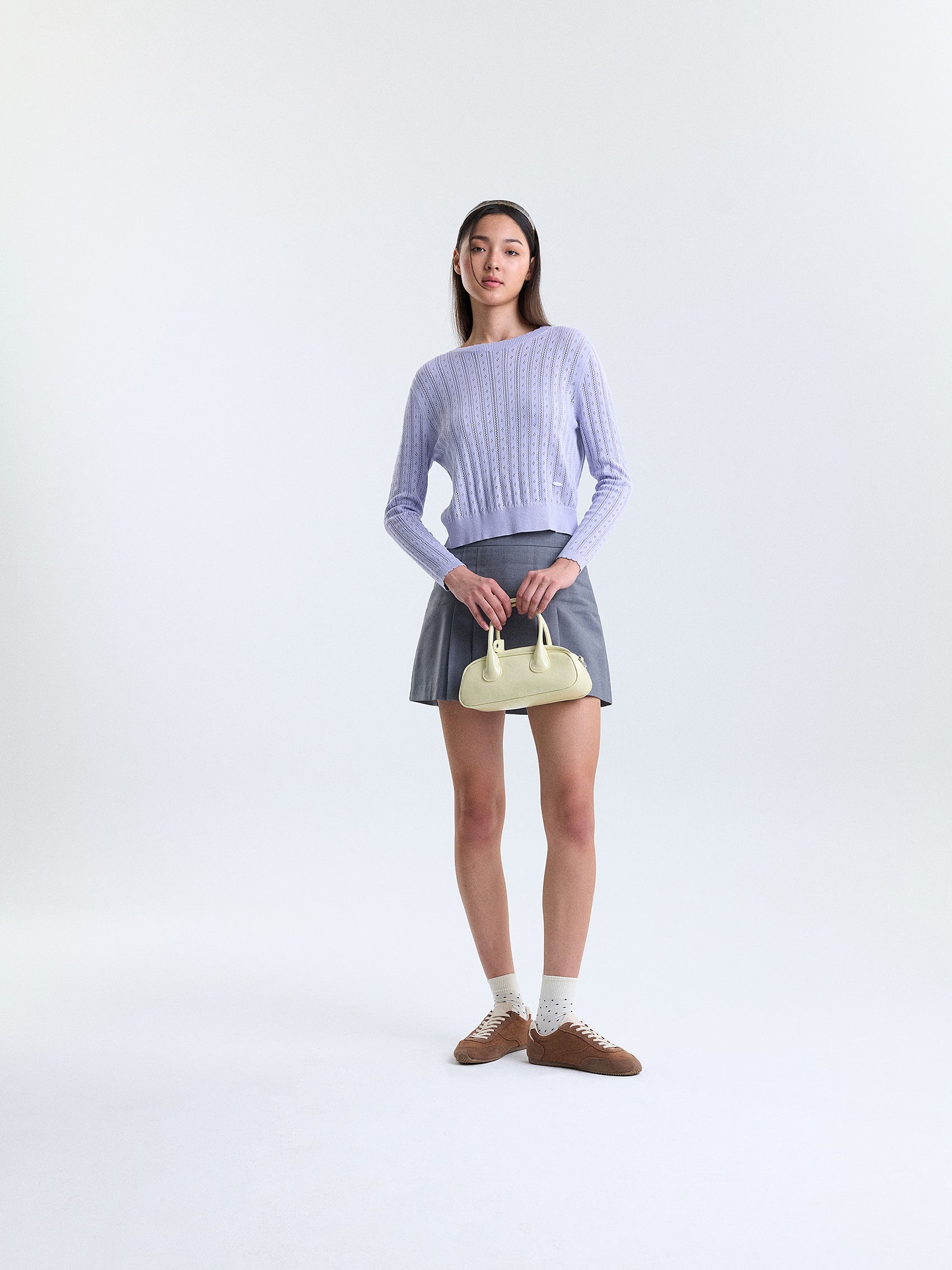 AIIZ Women's Pointelle Knit Sweater