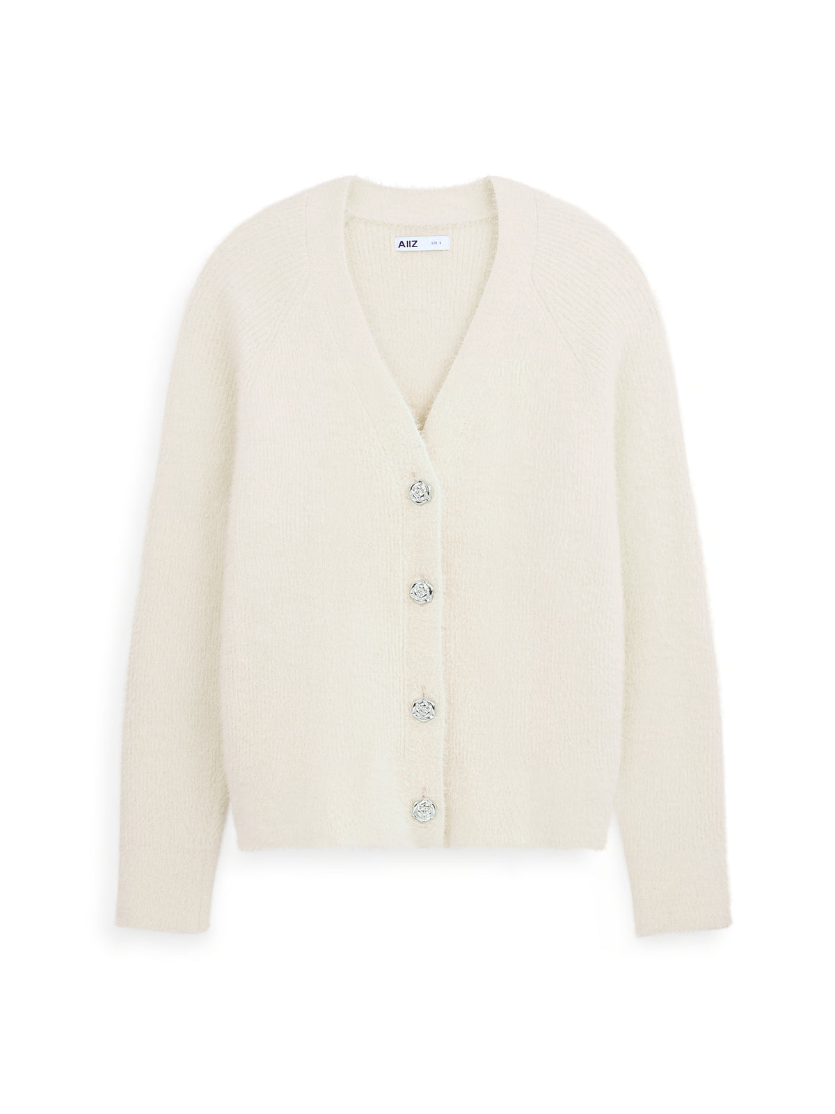 AIIZ Women's Fluffy Cardigan (Beige / S)