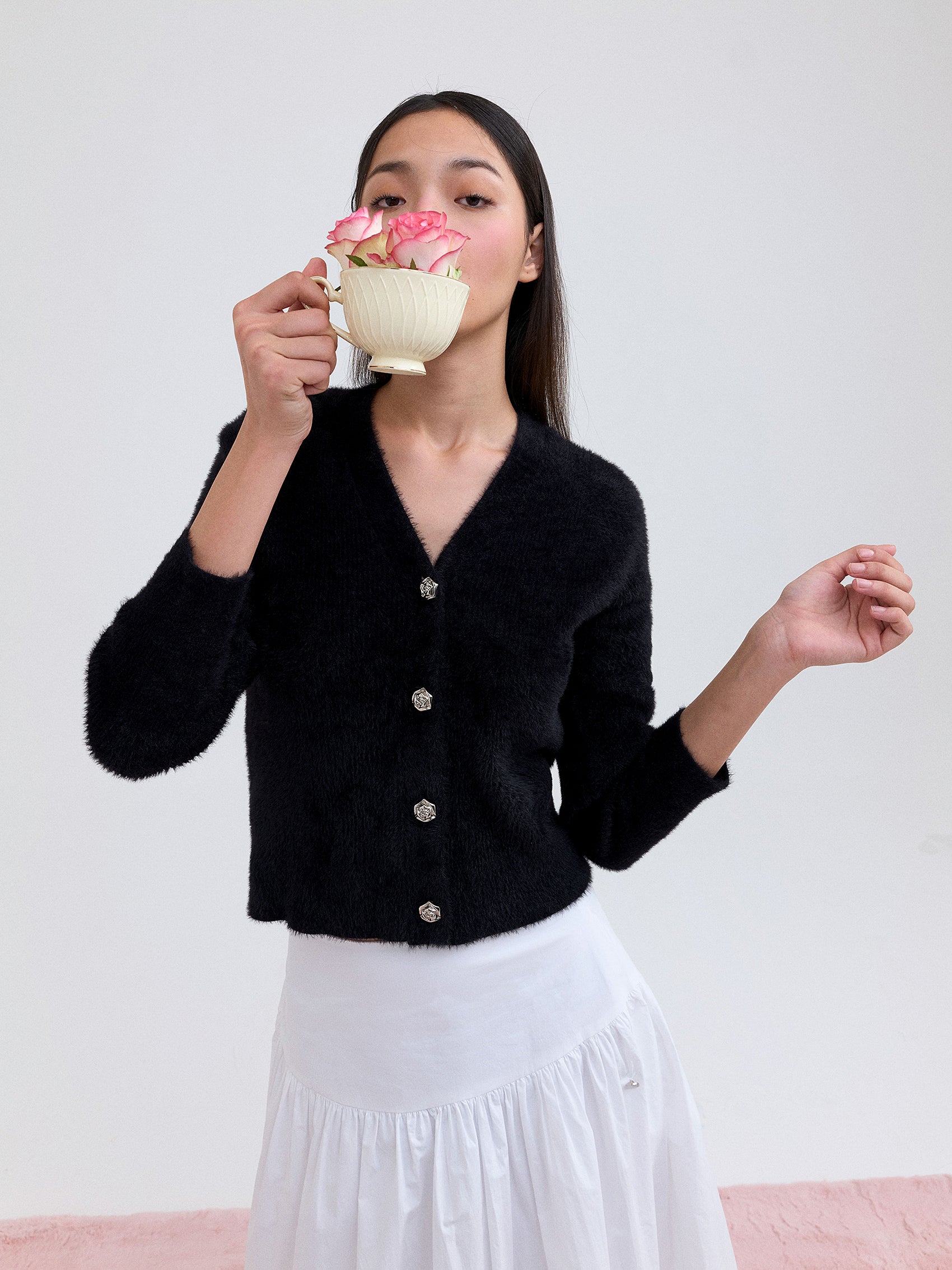 AIIZ Women's Fluffy Cardigan