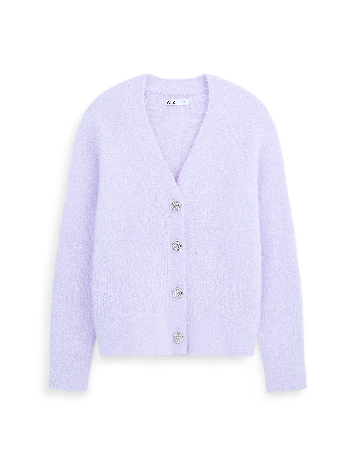 AIIZ Women's Fluffy Cardigan (Violet / S)