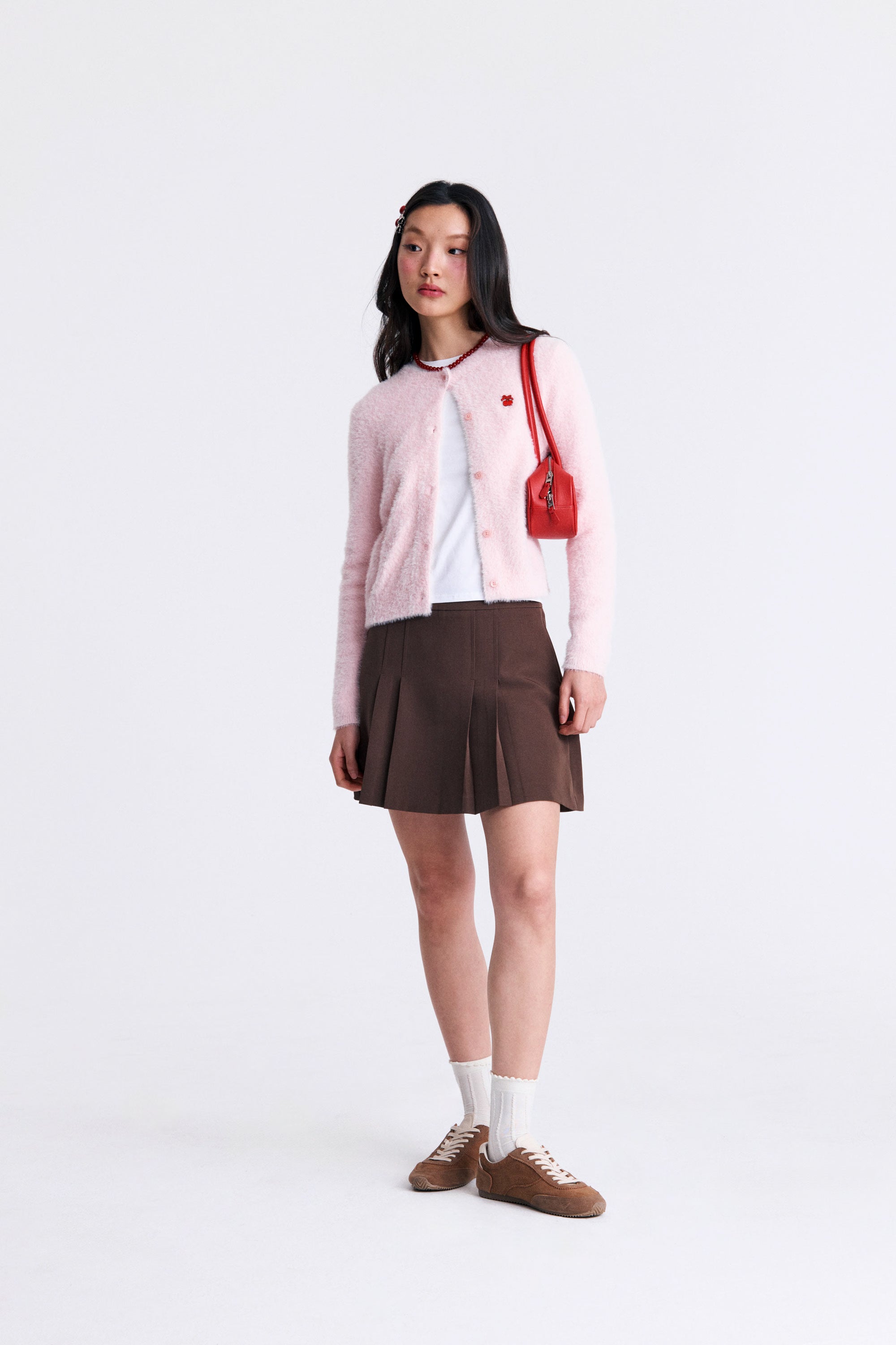 AIIZ Women's Cherry Fluffy Cardigan
