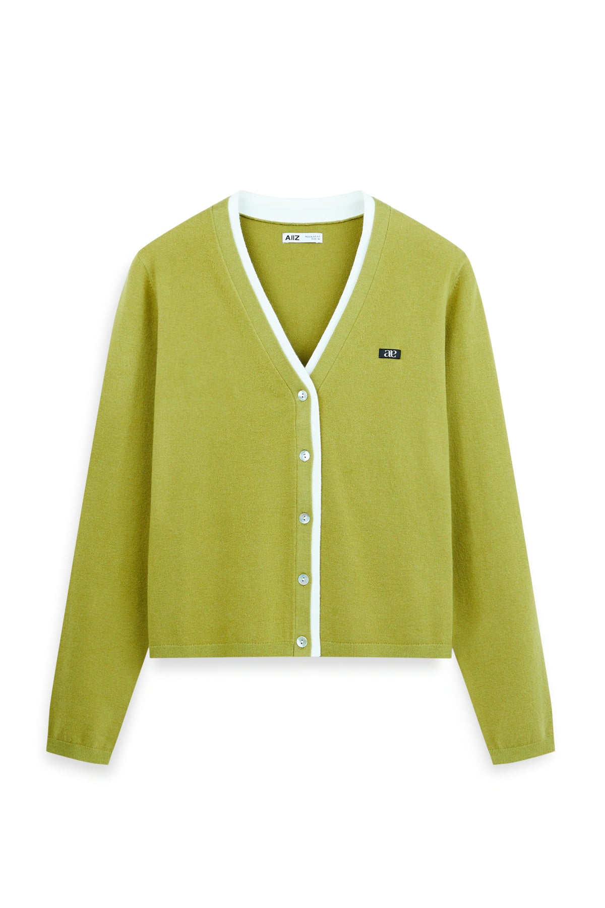 Women's Double Layered V-Neck Layer-Effect Cardigan (Green / S)