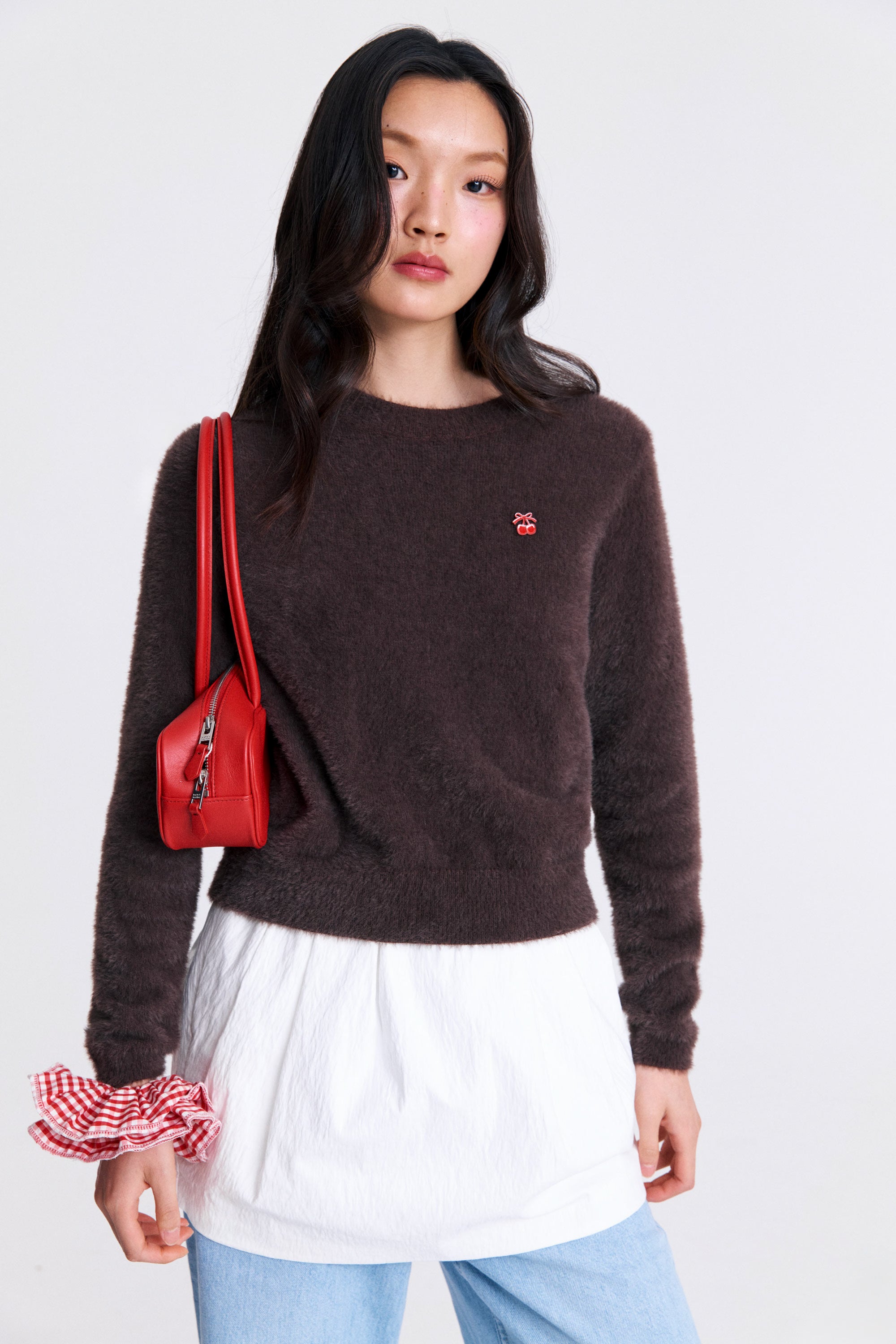 AIIZ Women’s Cherry Fluffy Sweater