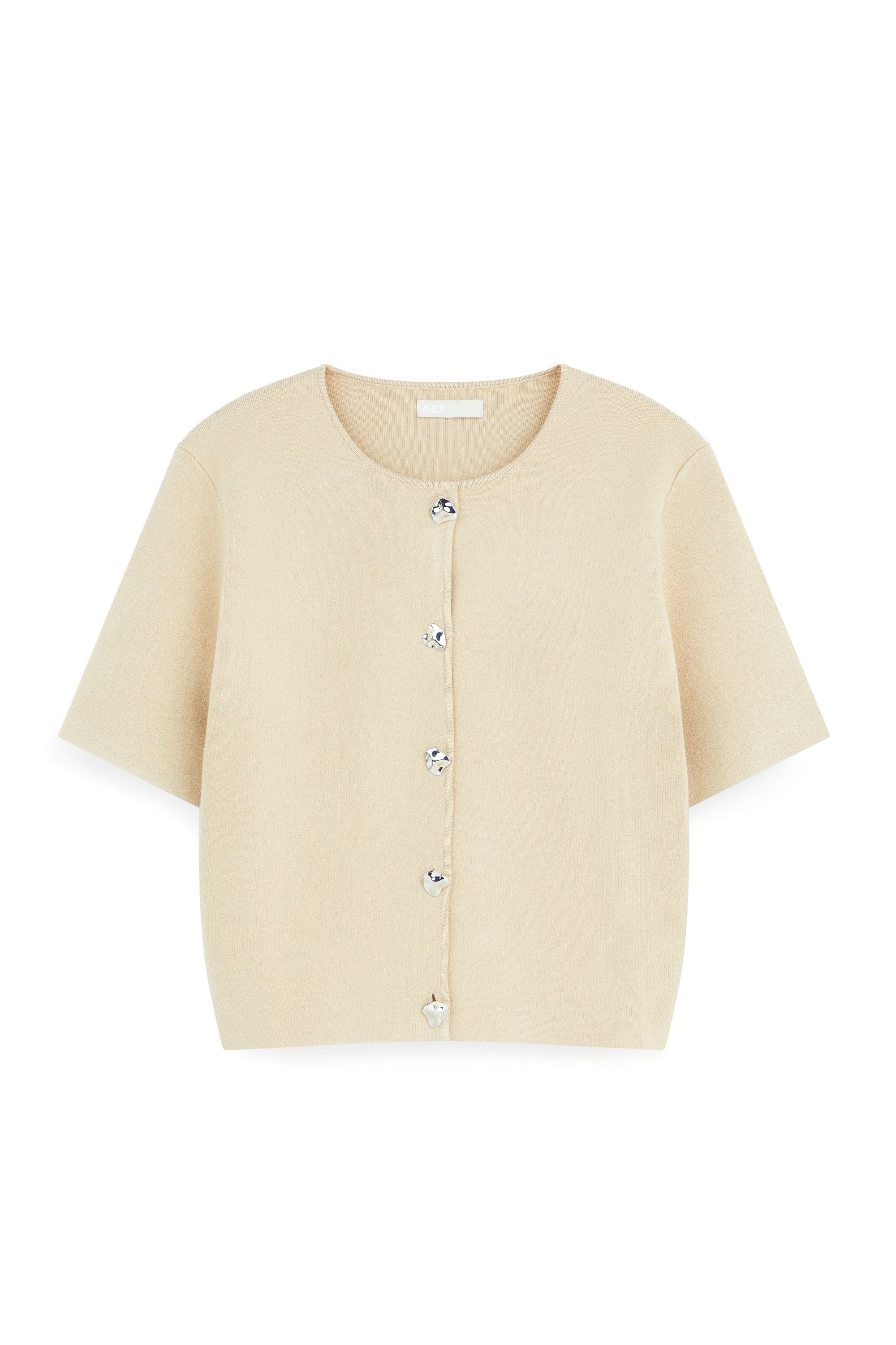 AIIZ Women's Plain Knit Cardigan (Beige / S)