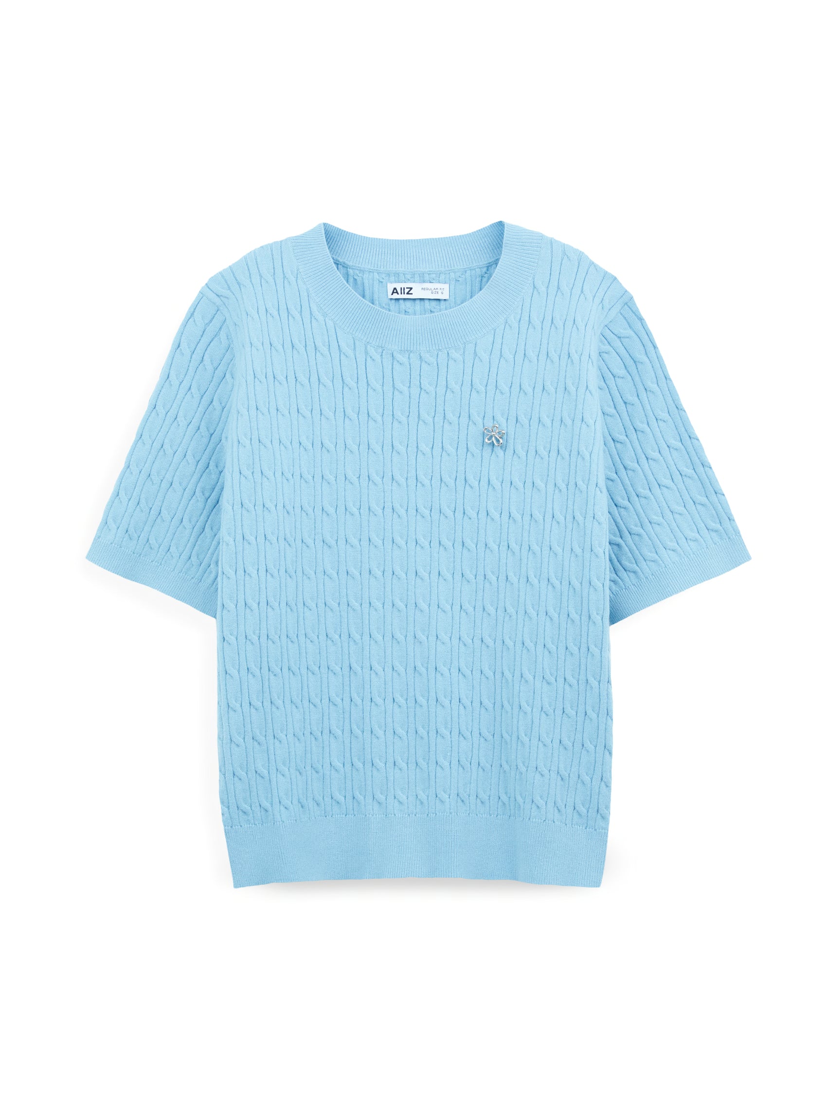 AIIZ Women's Cabel Knit Short Sleeve Sweater