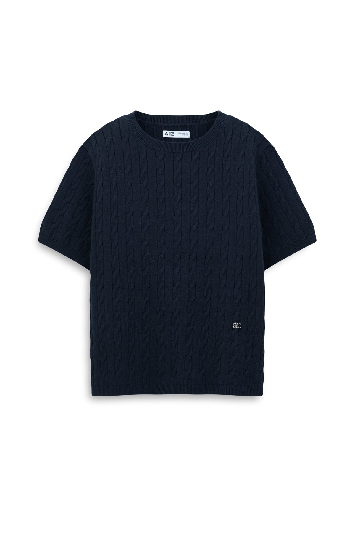 Women's Urban Weaver Cable Knit Short Sleeve Sweater (Navy / S)