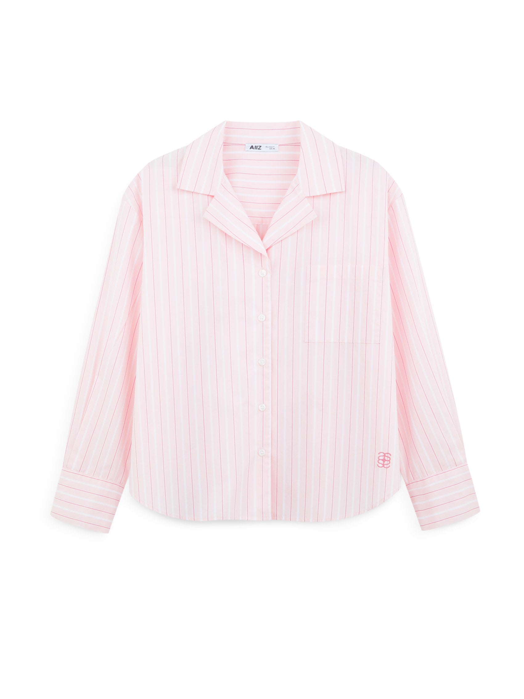 AIIZ Women's Striped Camp Collar Shirt (Pink / S)