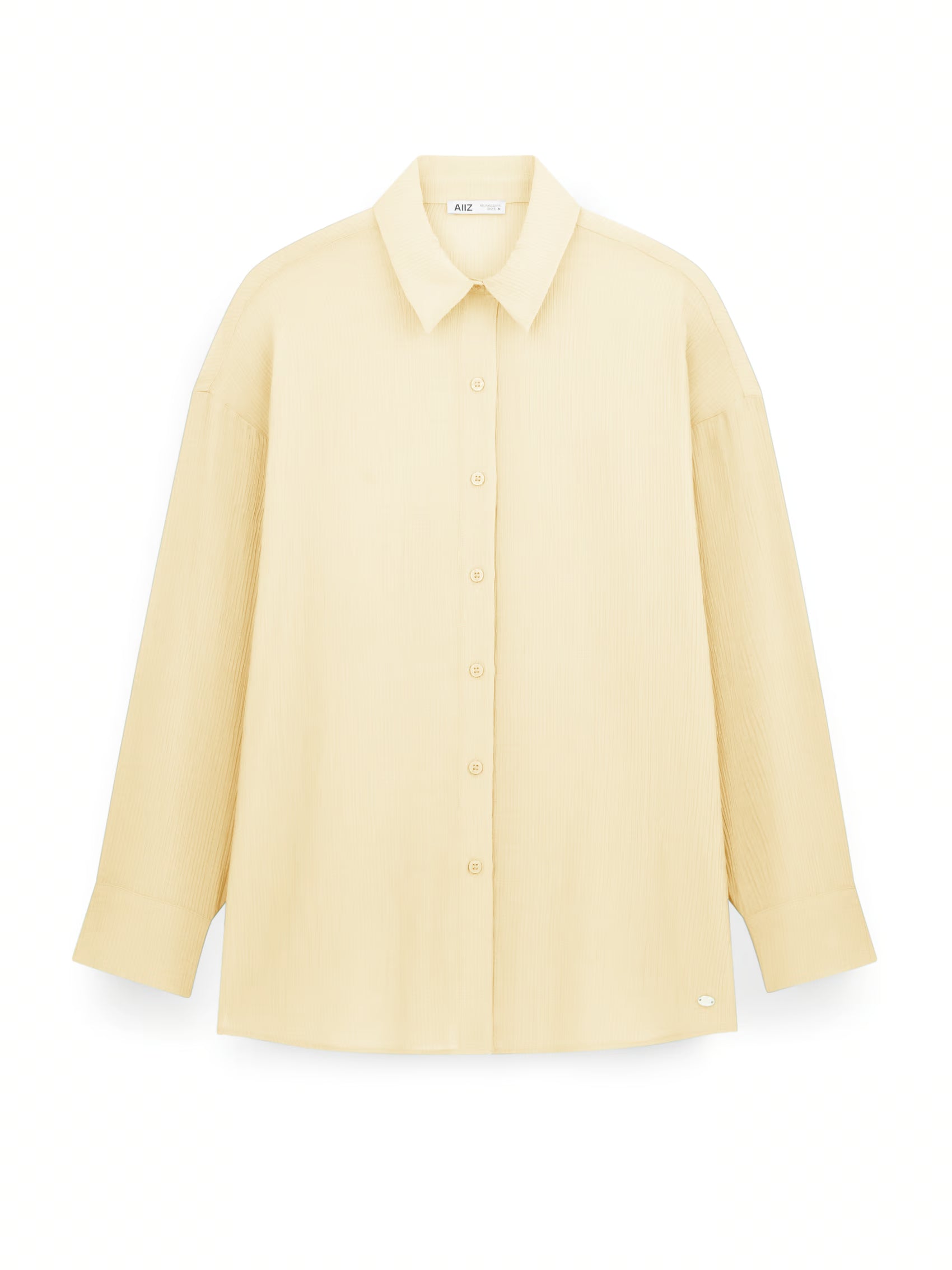 AIIZ Women's Texture Long Sleeve Shirt (Beige / S)