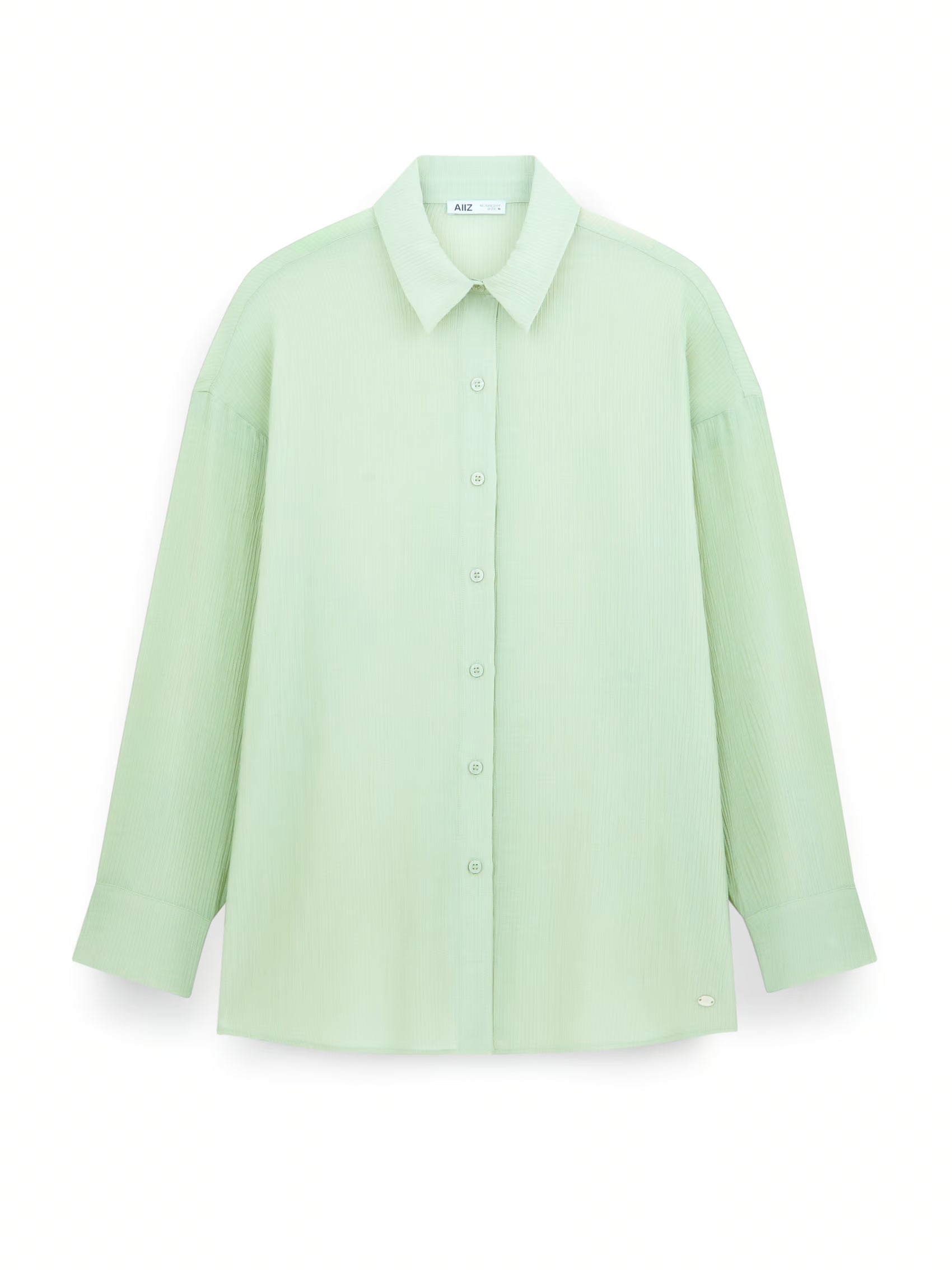 AIIZ Women's Texture Long Sleeve Shirt (Green / S)