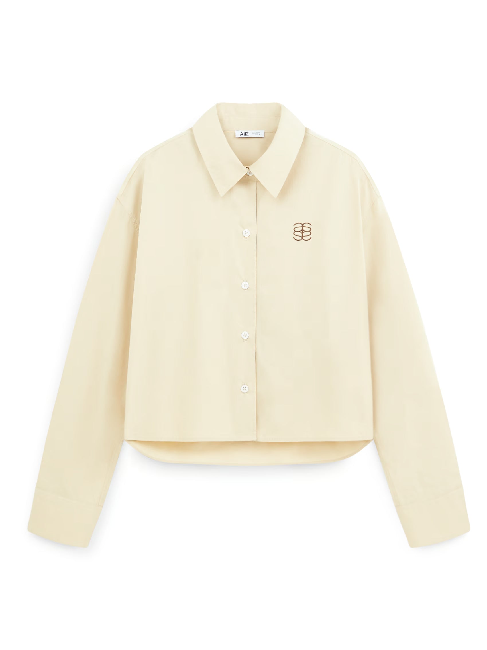 AIIZ Women's Cropped Long Sleeve Shirt (Beige / S)