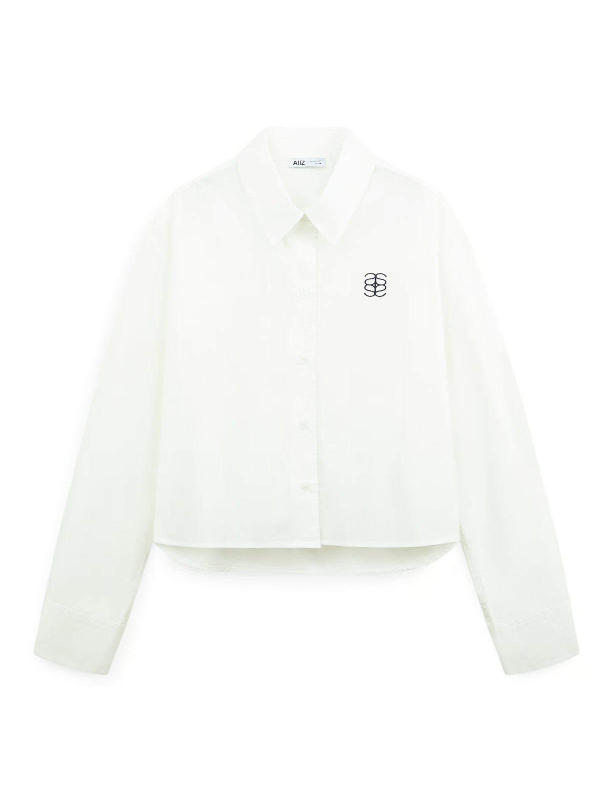 AIIZ Women's Cropped Long Sleeve Shirt (White / S)