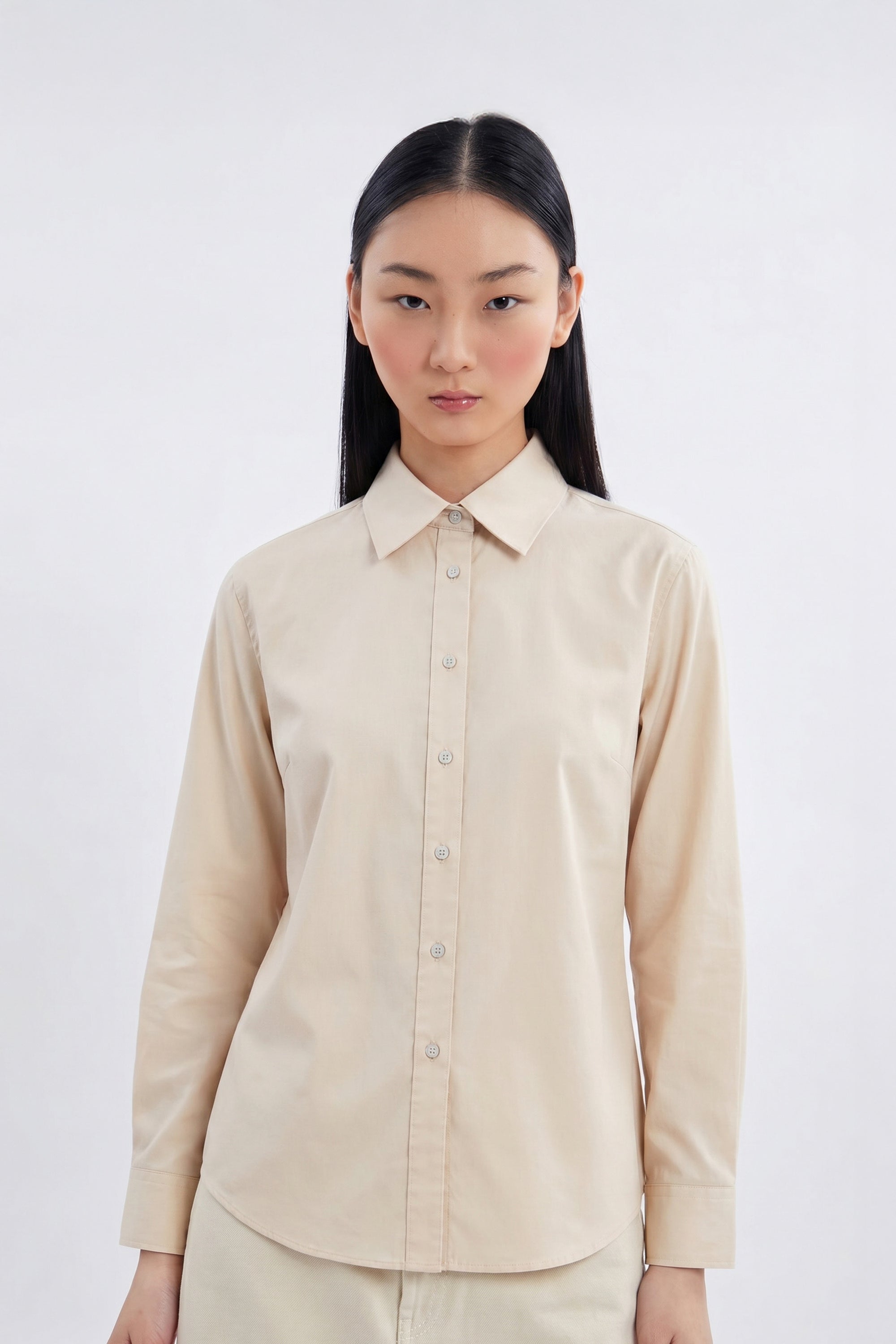 AIIZ Women's Long Sleeve Shirt (Beige / S)