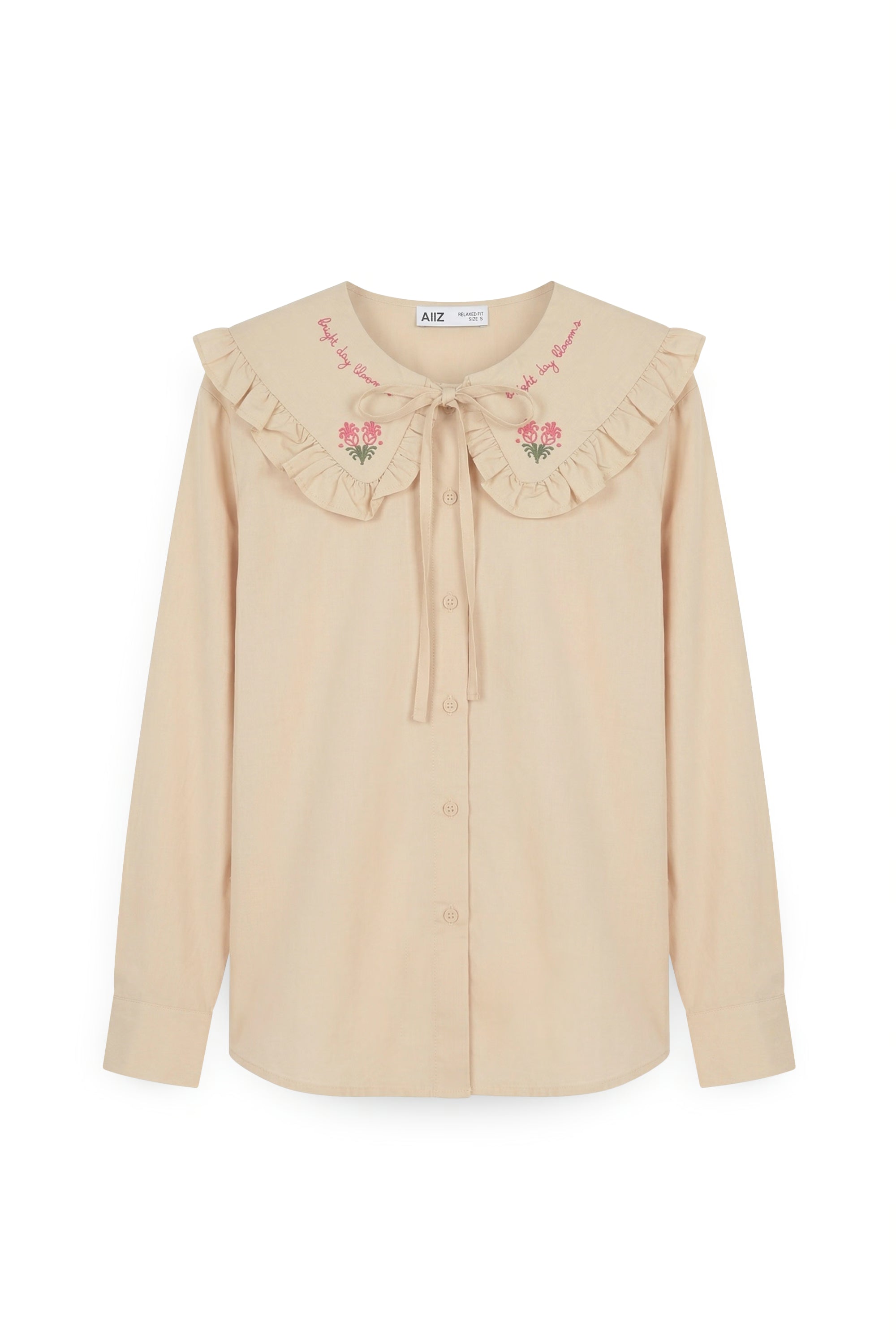 AIIZ Women's Embroidered Peterpan Collar Shirt