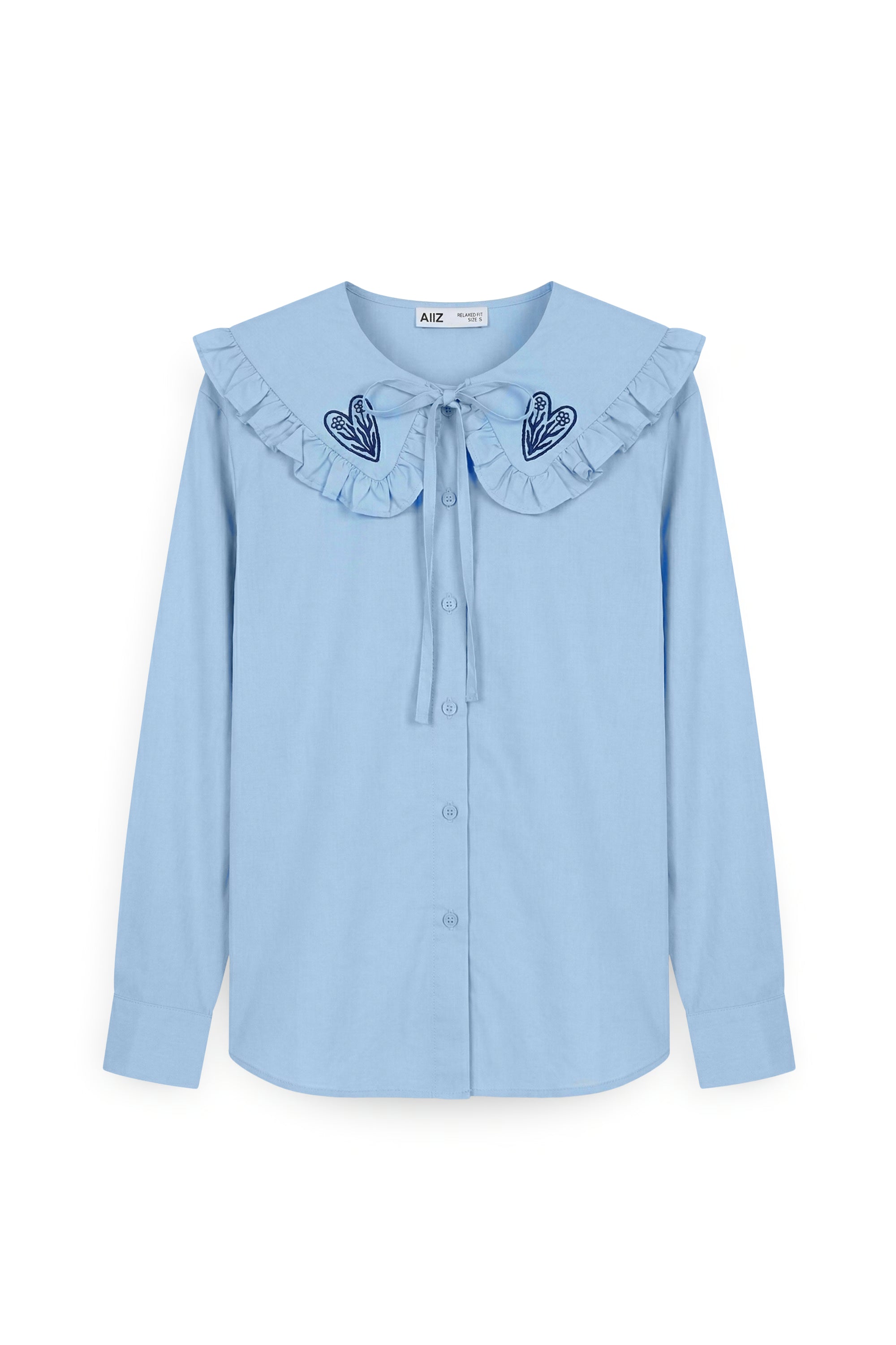 AIIZ Women's Embroidered Peterpan Collar Shirt