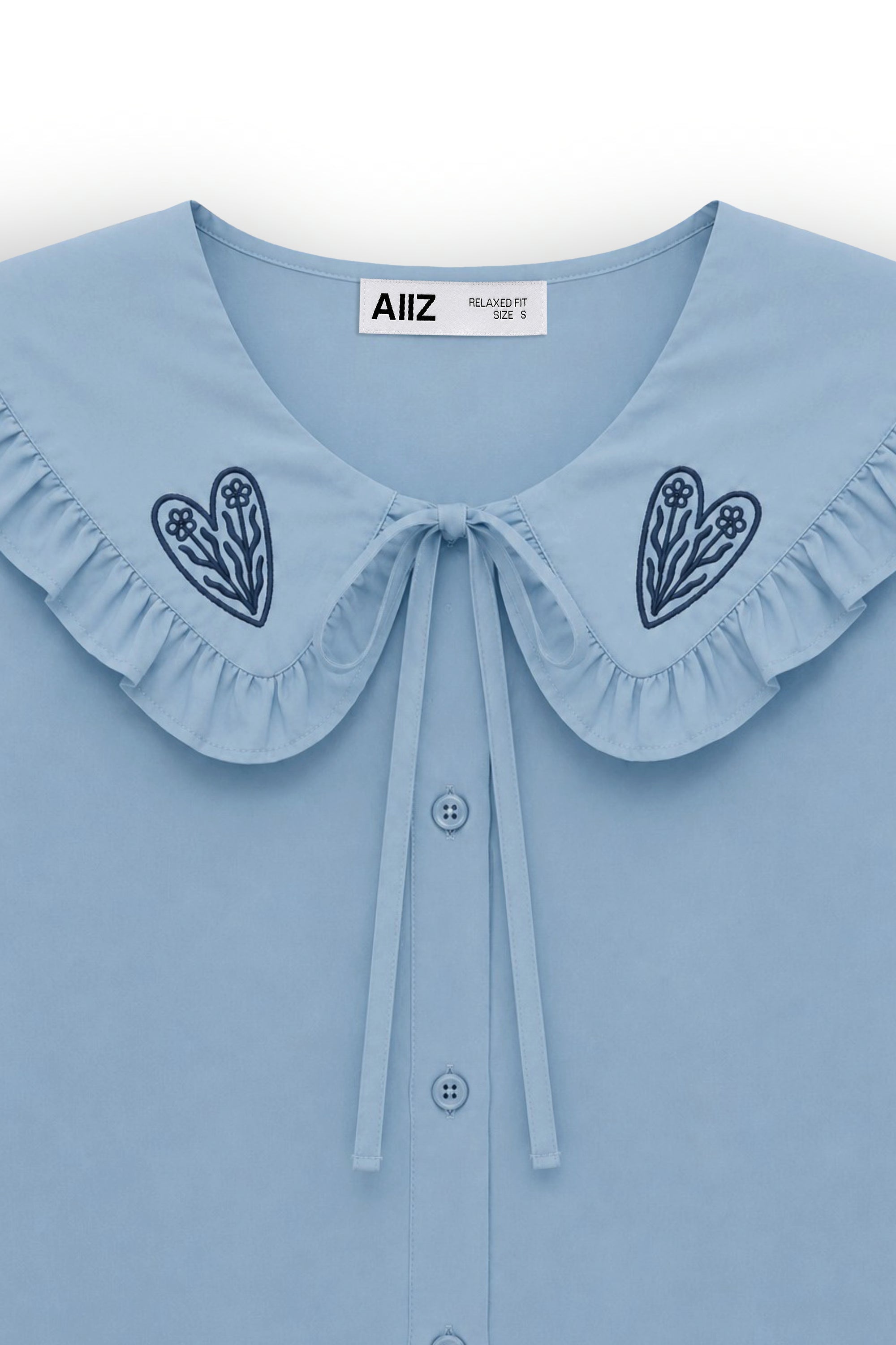AIIZ Women's Embroidered Peterpan Collar Shirt