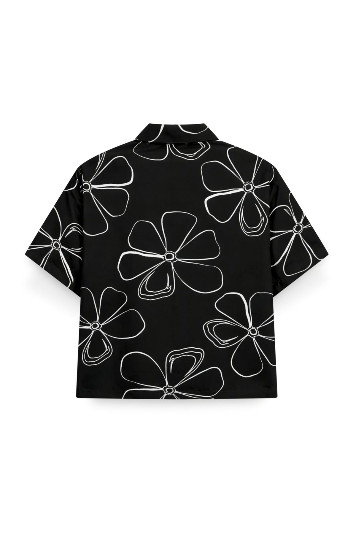 AIIZ Women's Printed Boxy Short Sleeve Shirt