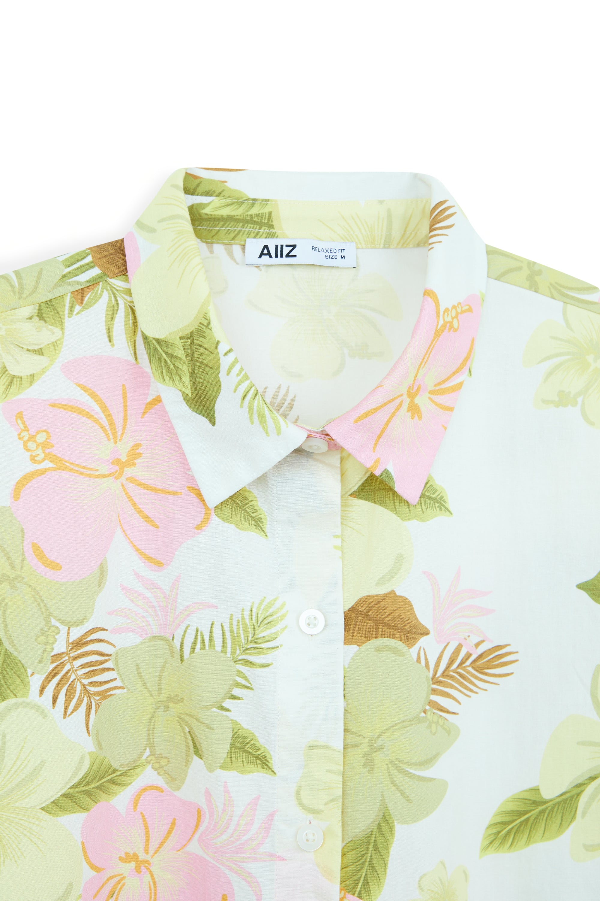 AIIZ Women’s Songkran Floral Short Sleeve Shirt–100% Cotton