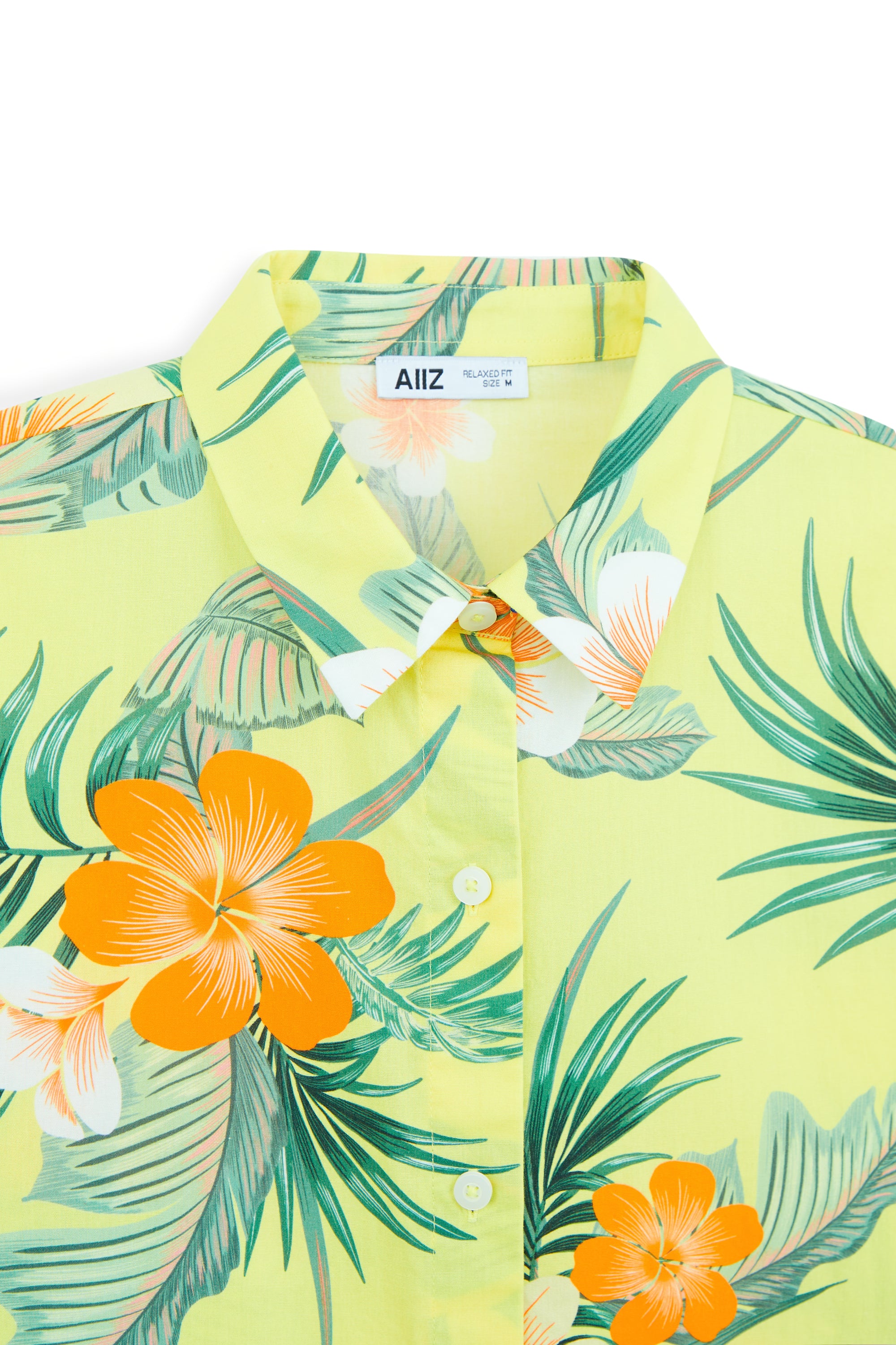 AIIZ Women’s Songkran Floral Short Sleeve Shirt–100% Cotton
