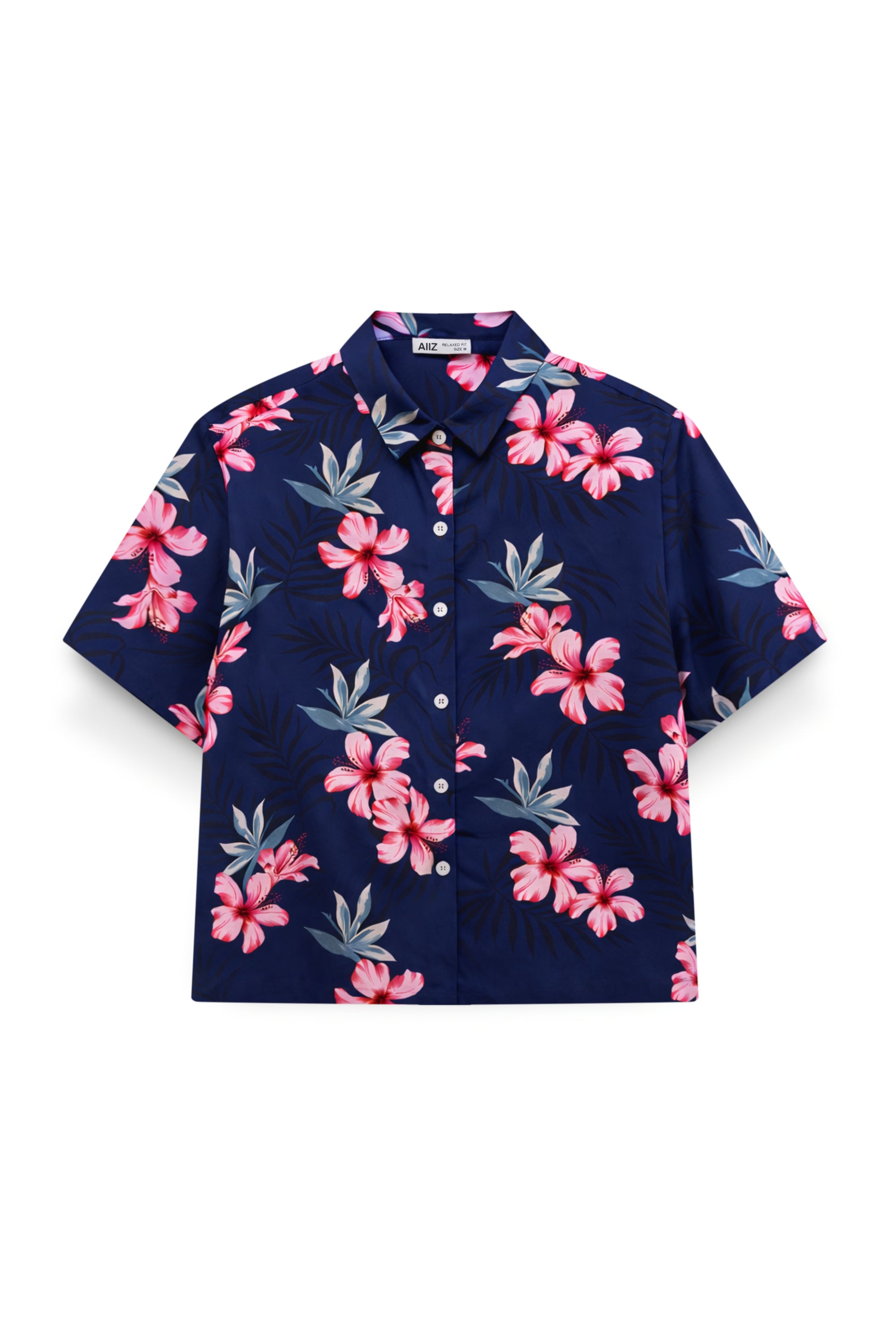 AIIZ Women’s Songkran Floral Short-Sleeve Shirt – 100% Rayon