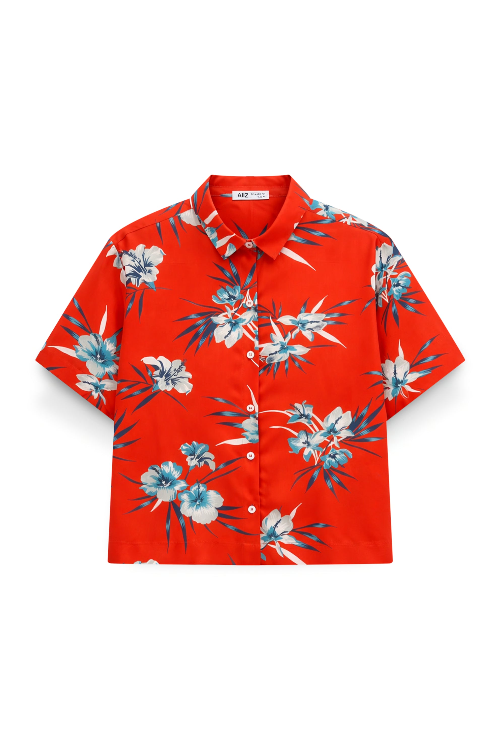 AIIZ Women’s Songkran Floral Short-Sleeve Shirt – 100% Rayon