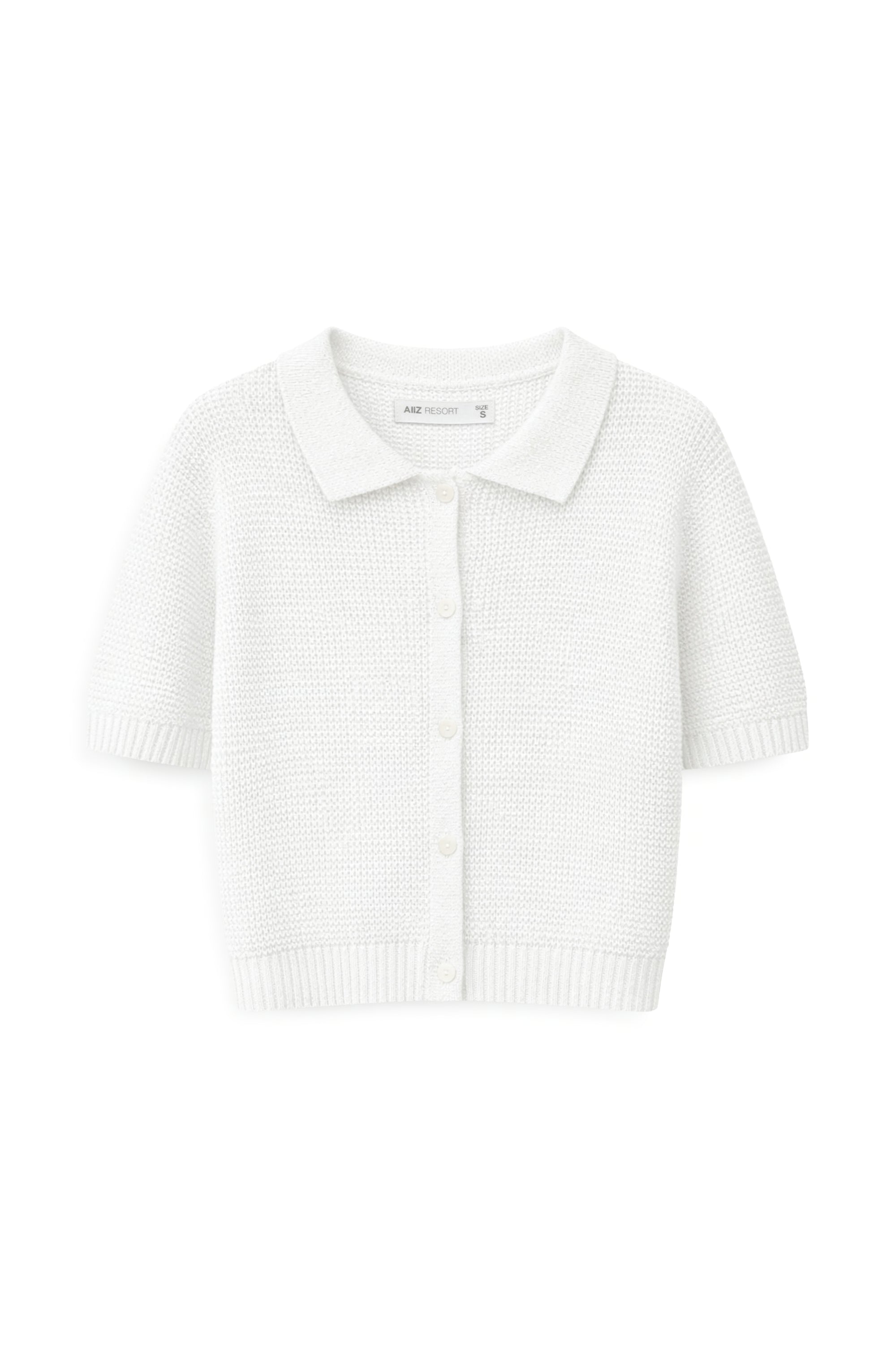 AIIZ Women's Knit  Short Sleeve Top (OFF WHITE / S)