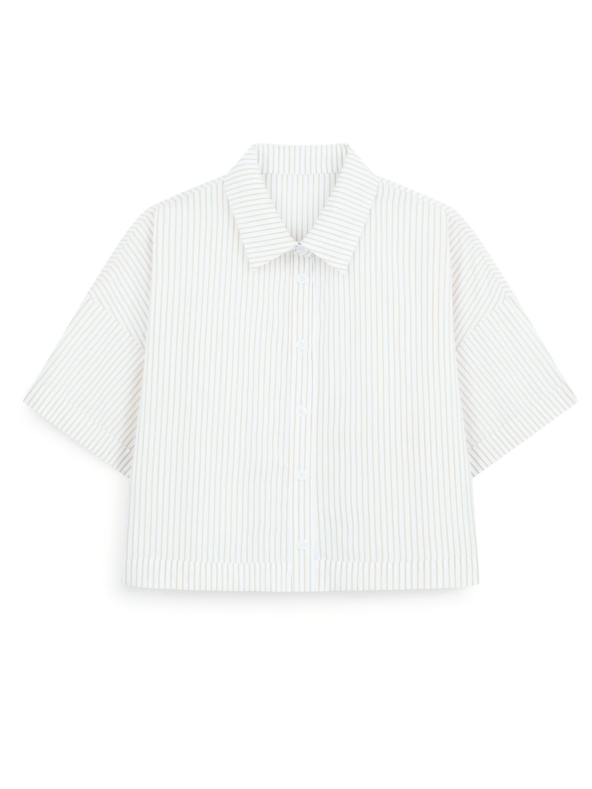 AIIZ Women's Striped Short Sleeve Shirt (Beige / S)
