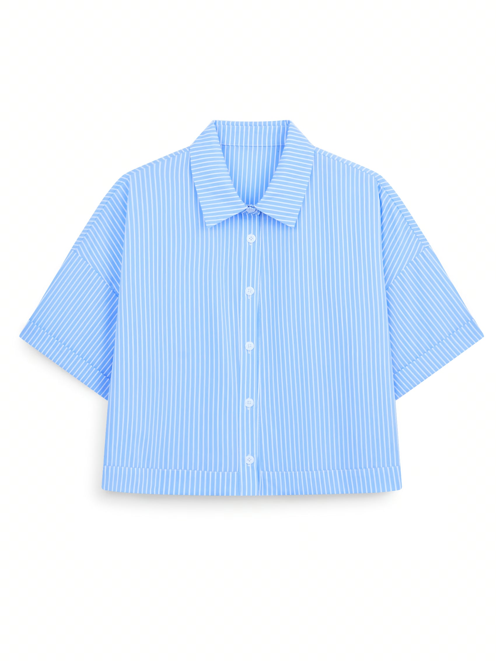 AIIZ Women's Striped Short Sleeve Shirt (Blue / S)