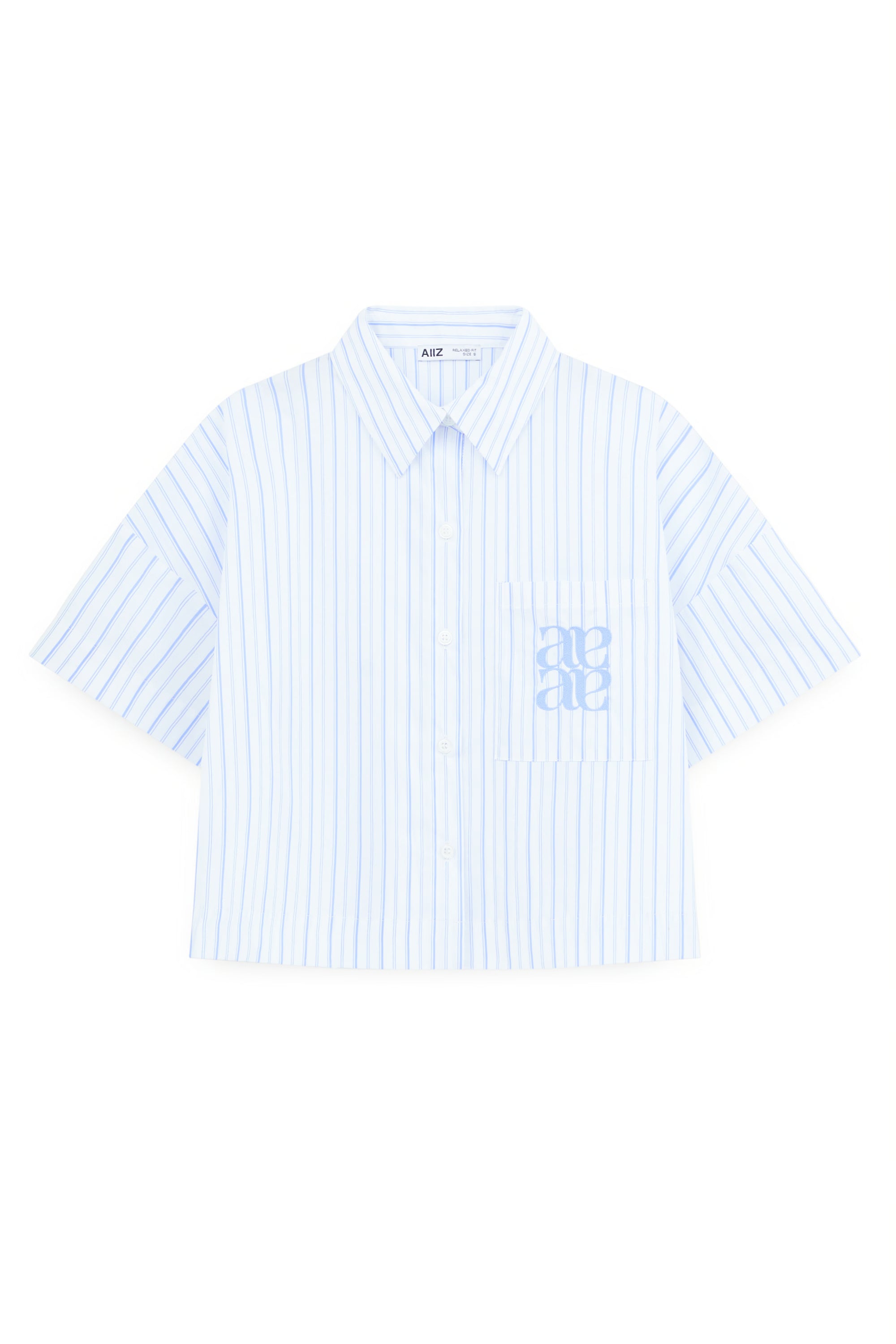 AIIZ Women's Striped Short Sleeve Shirt (White / S)