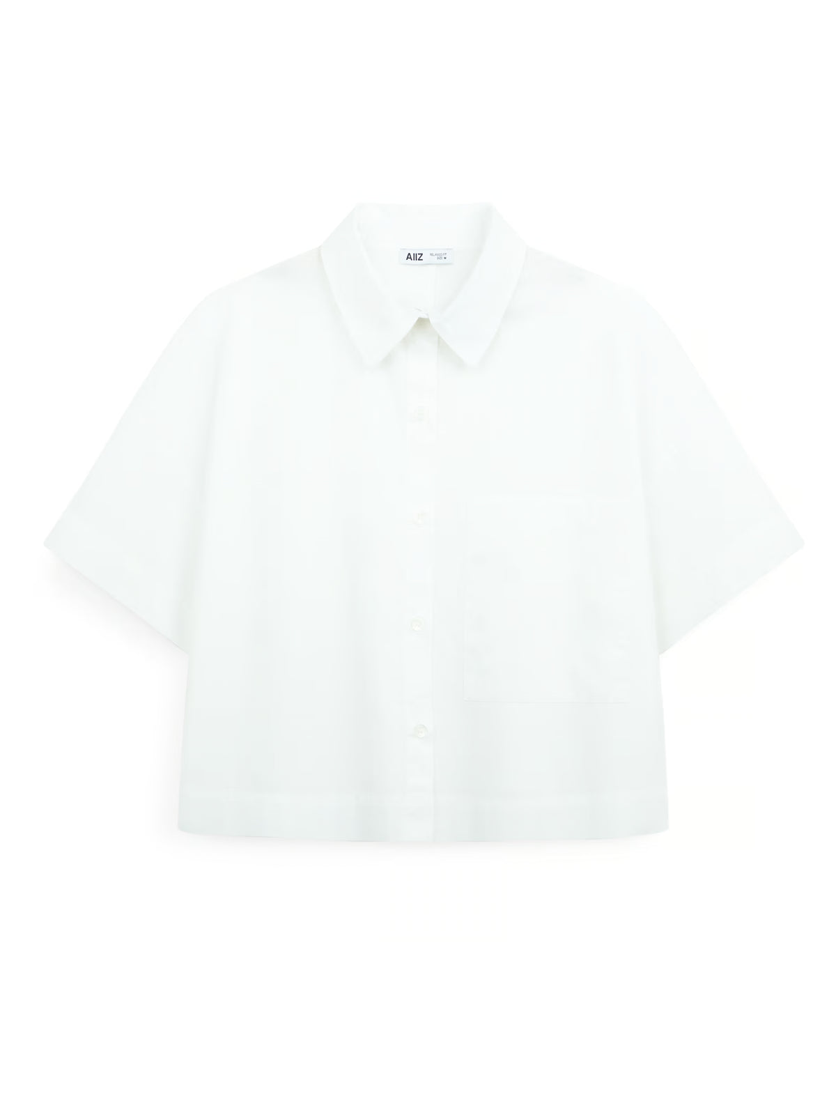 AIIZ Women's Pocket Boxy Short Sleeve Shirt (White / S)