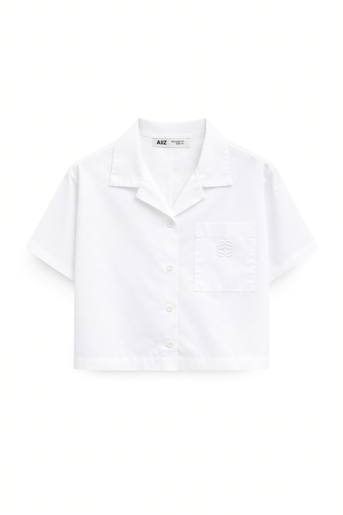 AIIZ Women's Boxy Short Sleeve Shirt (White / S)