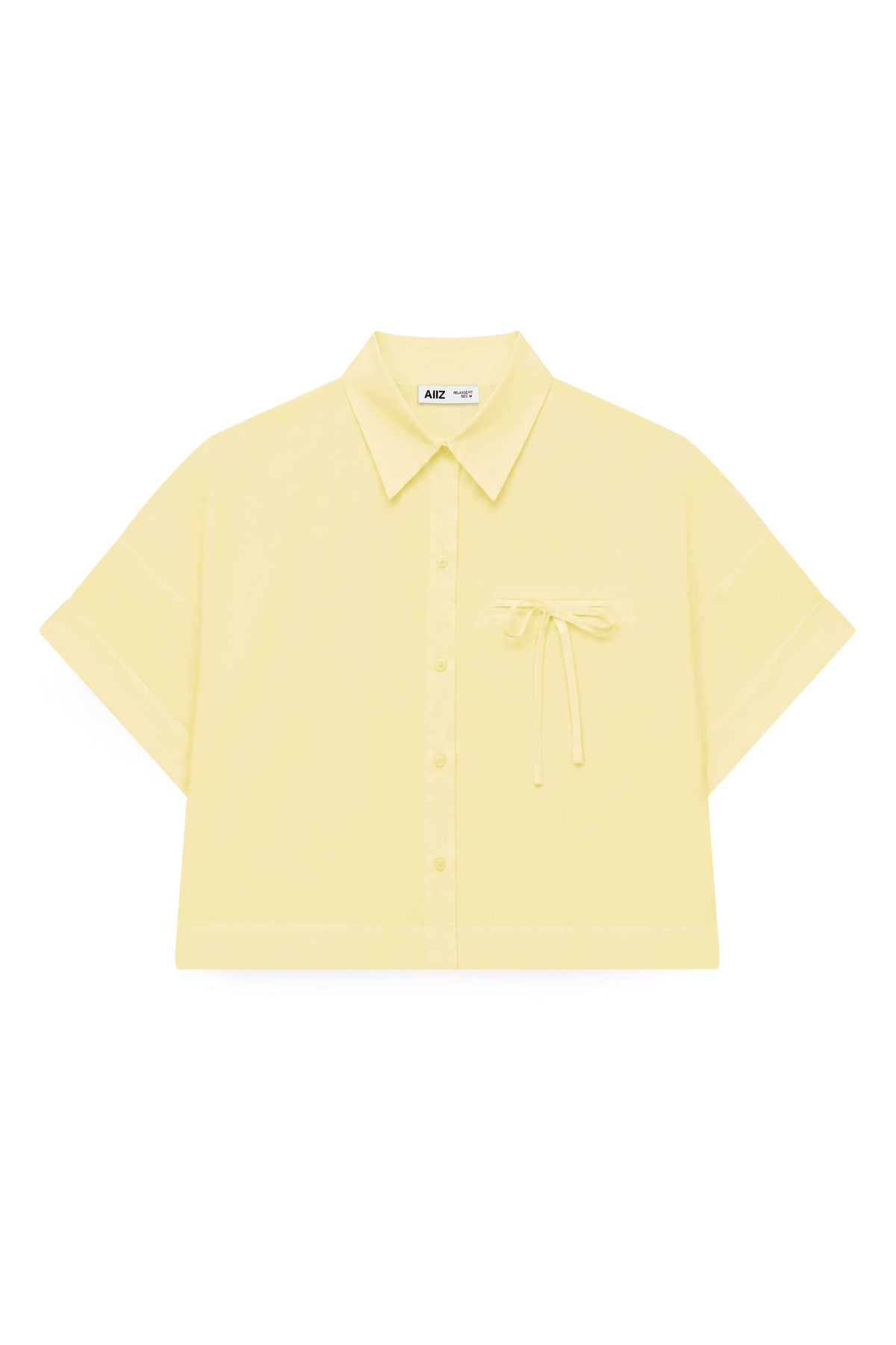AIIZ Women's Cropped Short Sleeve Shirt (Yellow / S)