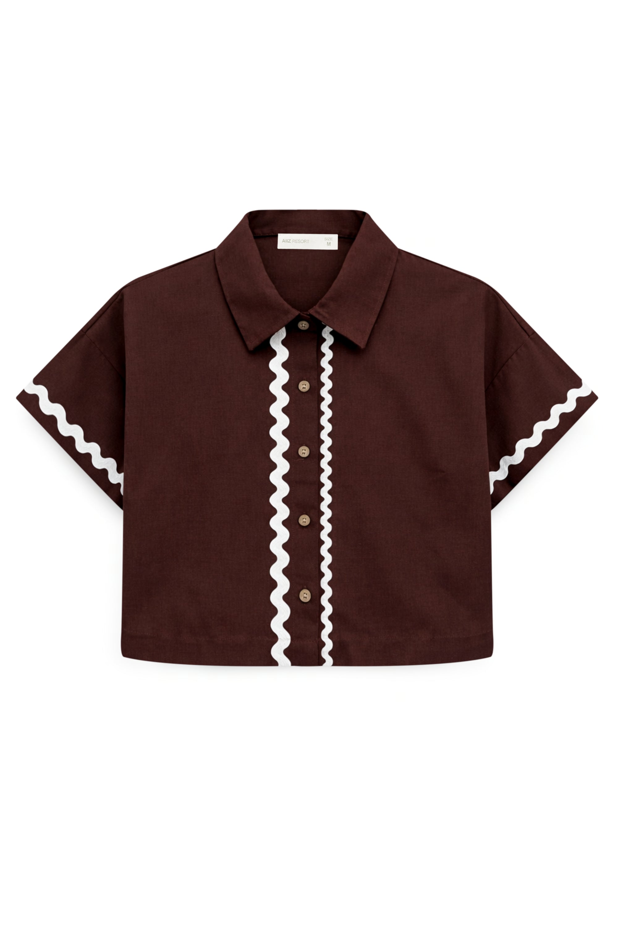 AIIZ Women's Short Sleeve Shirt (Brown / S)