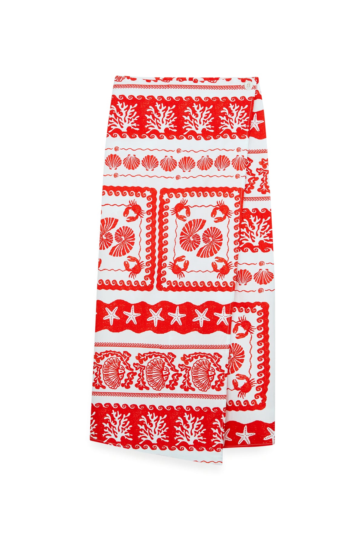 AIIZ Women's Printed Wrap Skirt (Red / 25)