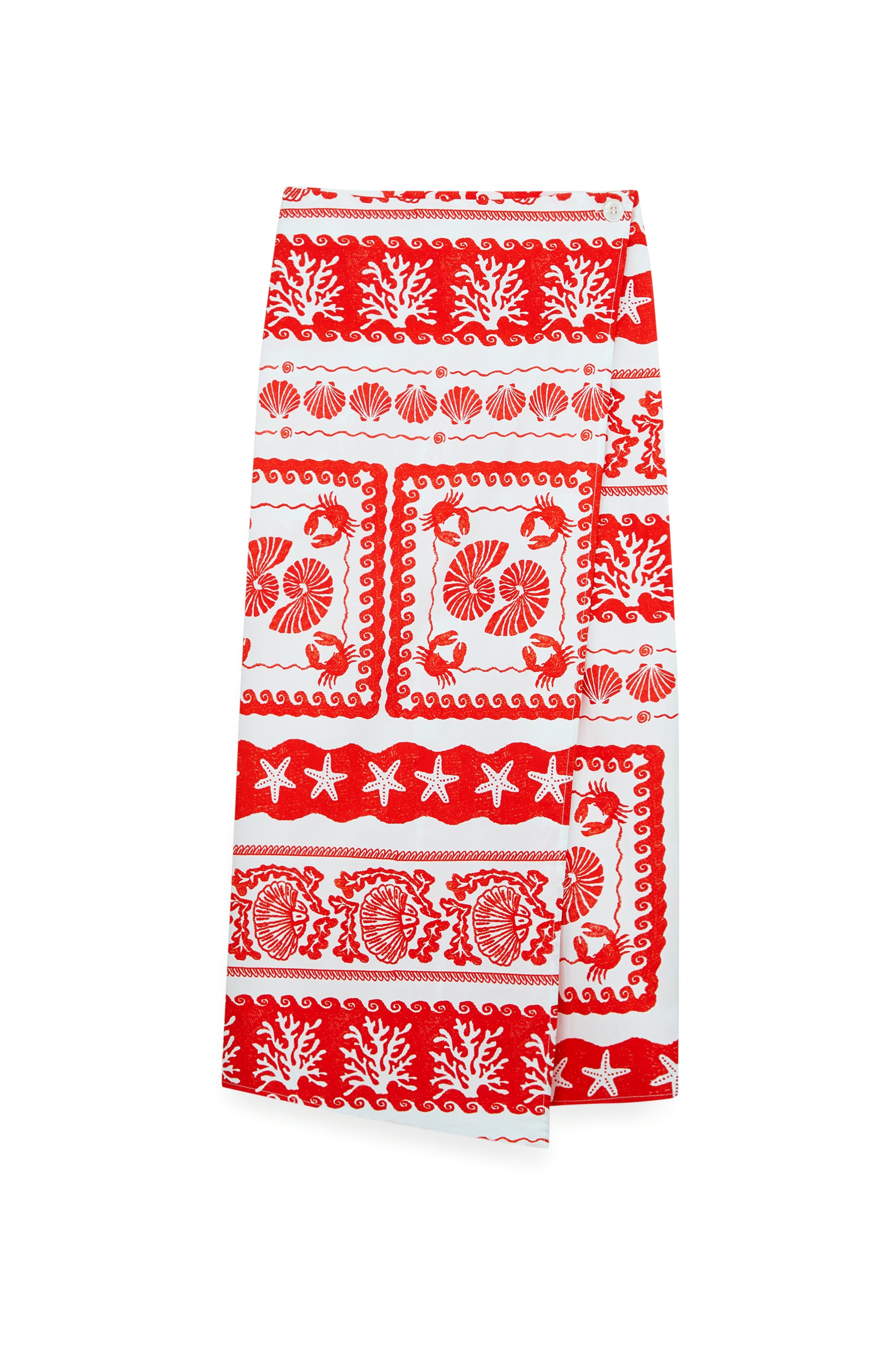 AIIZ Women's Printed Wrap Skirt (Red / 25)