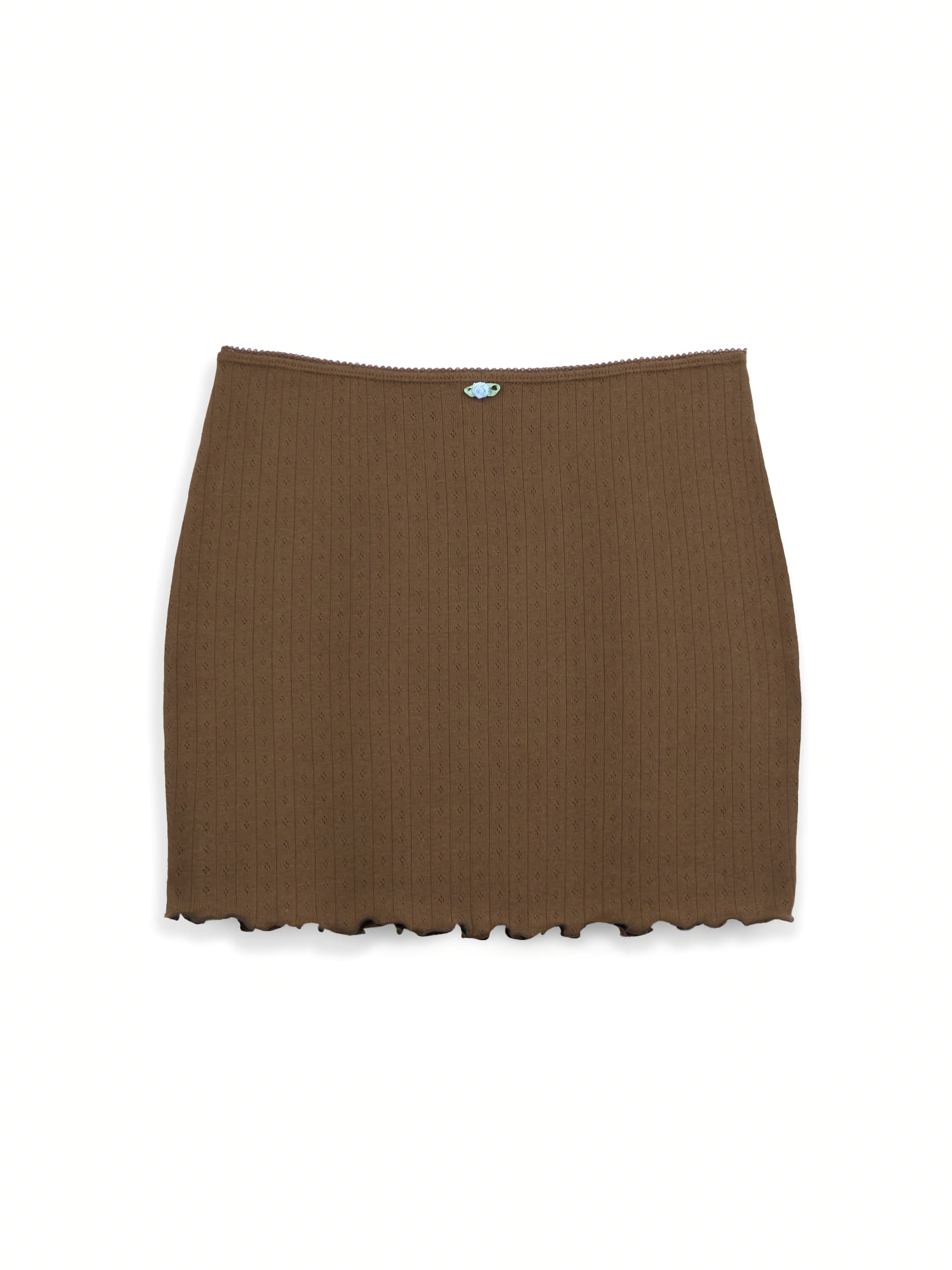AIIZ (a.moment) Pointelle Mini Skirt (Dark Brown / XS)