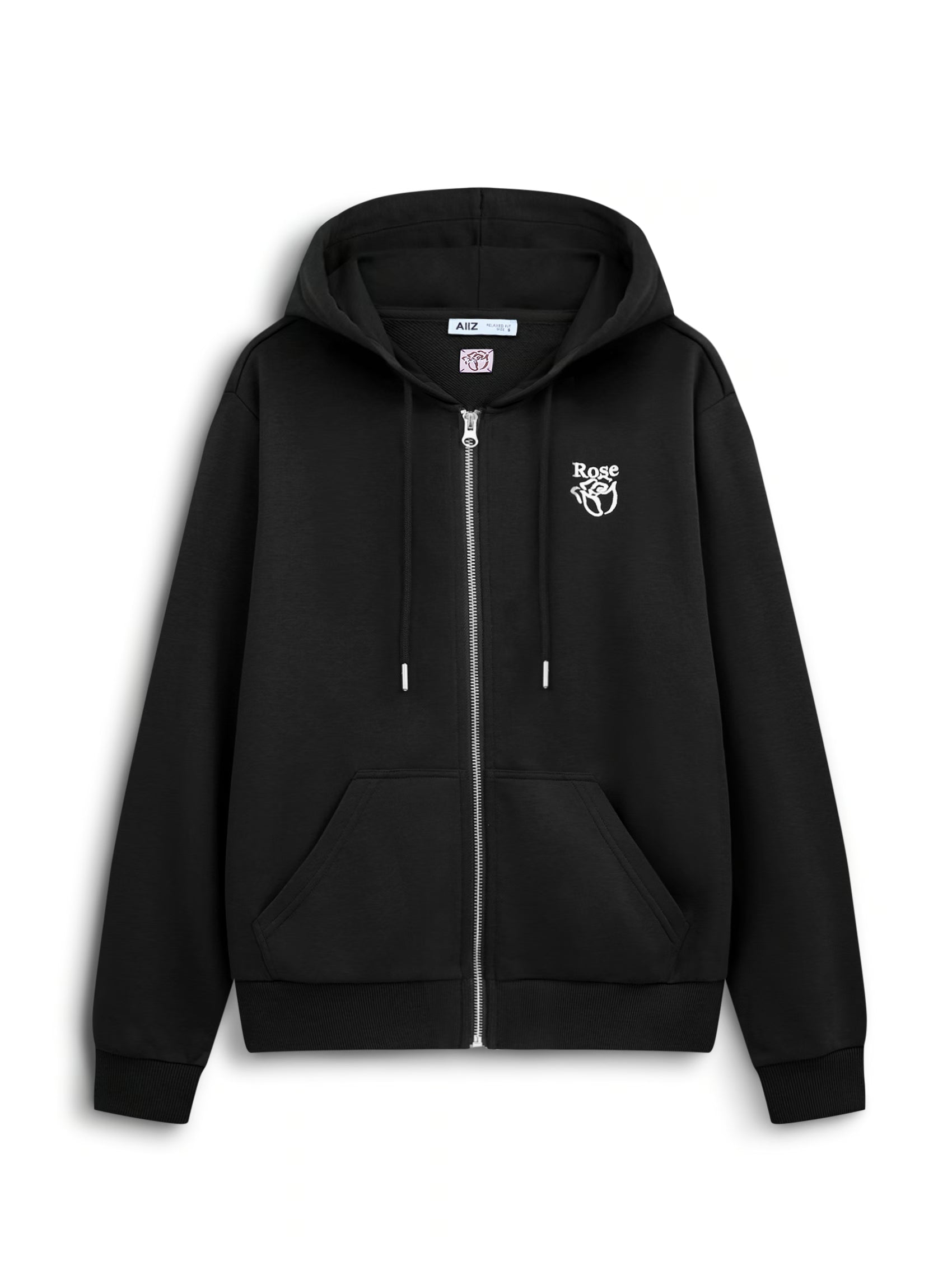 AIIZ Women's Soft French terry Zipper Hoodie (Black / S)