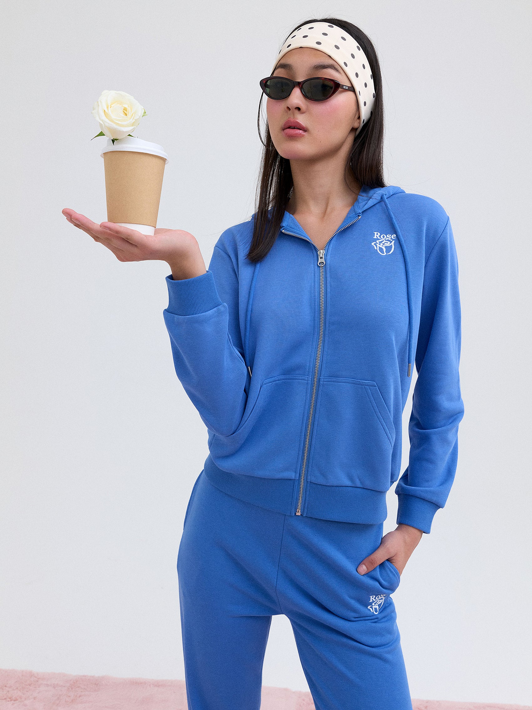AIIZ Women's Soft French terry Zipper Hoodie (Blue / S)