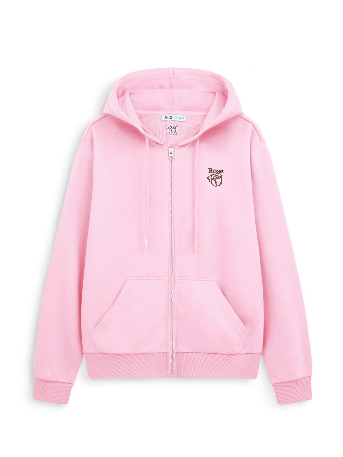 AIIZ Women's Soft French terry Zipper Hoodie (Pink / S)