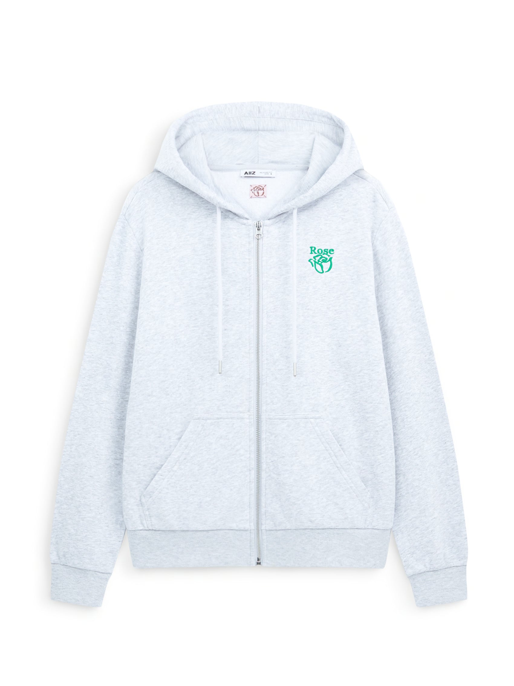 AIIZ Women's Soft French terry Zipper Hoodie (Top Dyed Light Grey / S)