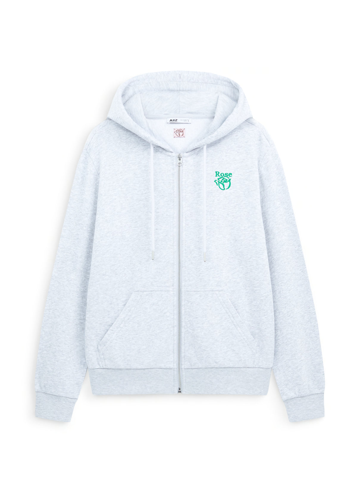 AIIZ Women's Soft French terry Zipper Hoodie (Top Dyed Light Grey / S)