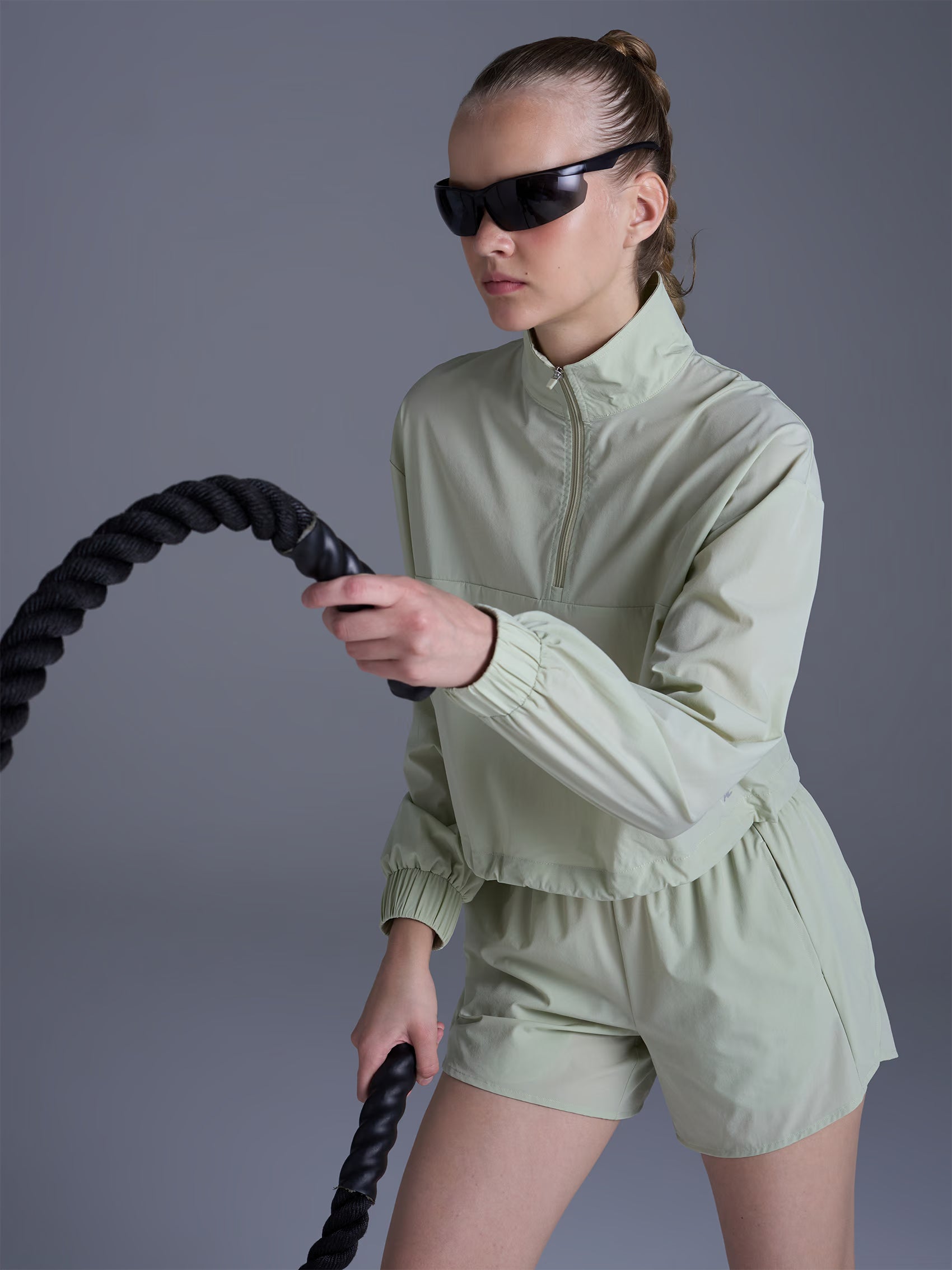 AIIZ Women's Lightweight Active Half Zip Mock Neck Jacket