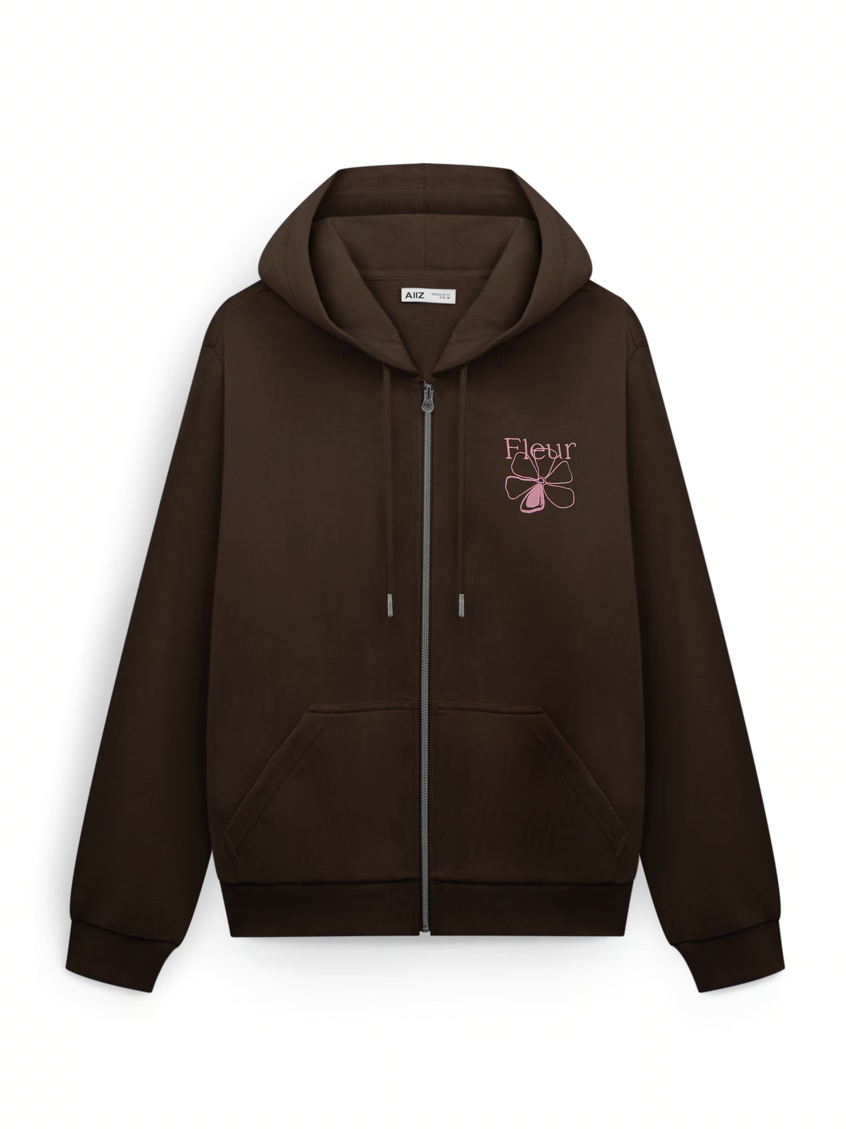 AIIZ Women's Zipper Hoodie Jacket (Dark Brown / S)