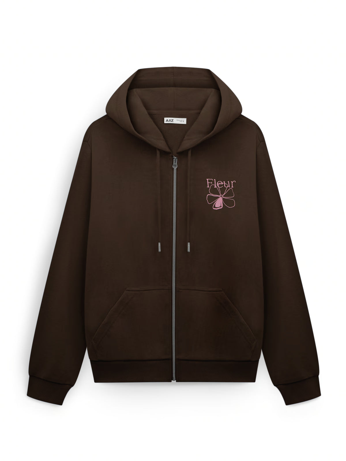 AIIZ Women's Zipper Hoodie Jacket (Dark Brown / S)