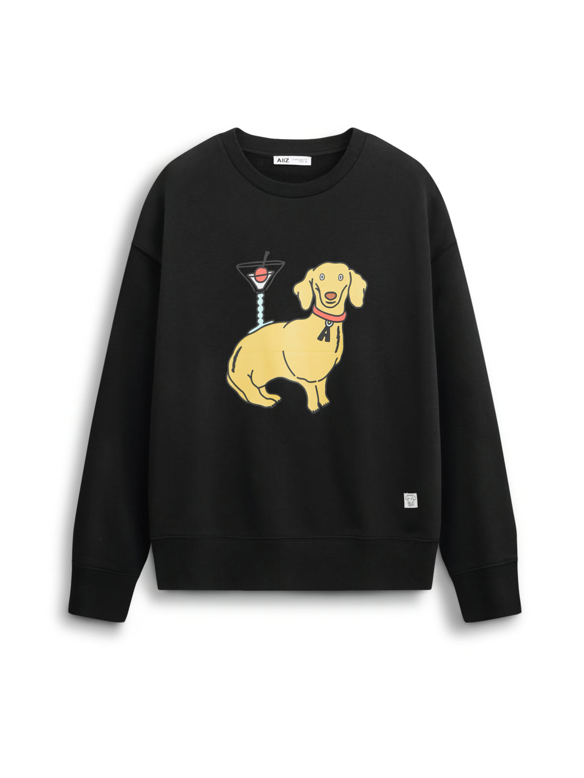 AIIZ Women's Petite Cafe Sweatshirt (Black / L)