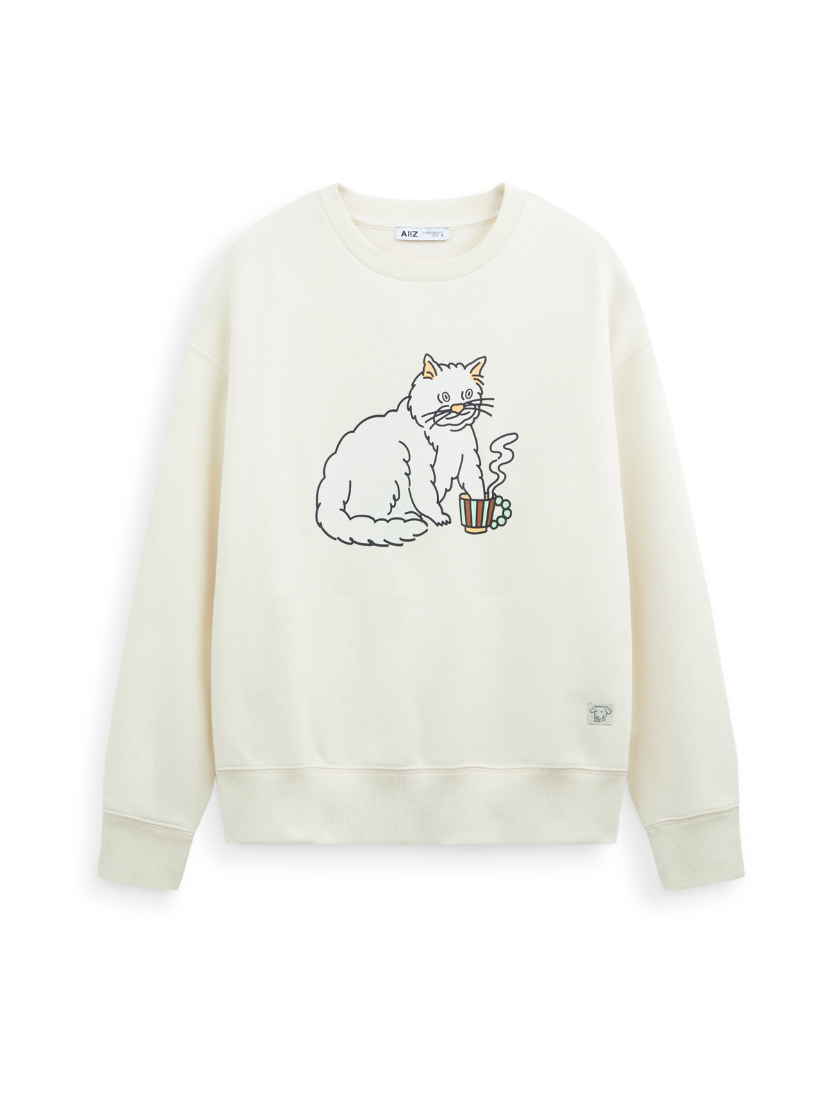 AIIZ Women's Petite Cafe Sweatshirt (Cream / S)