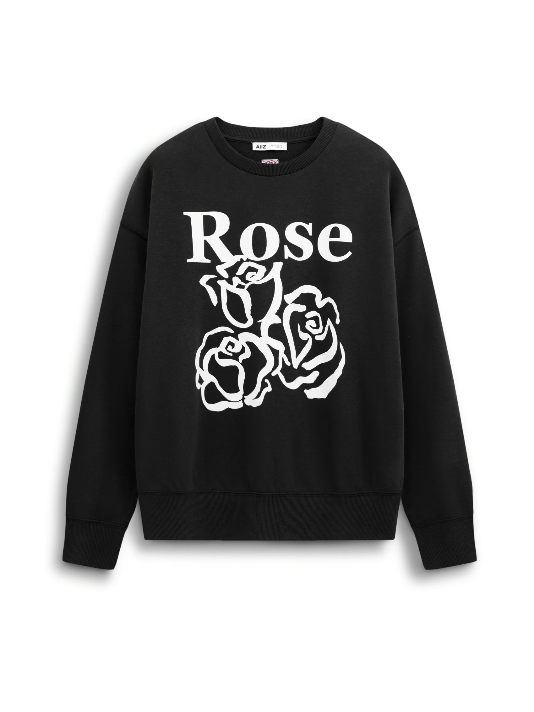 AIIZ Women's Rose Sweatshirt (Black / S)