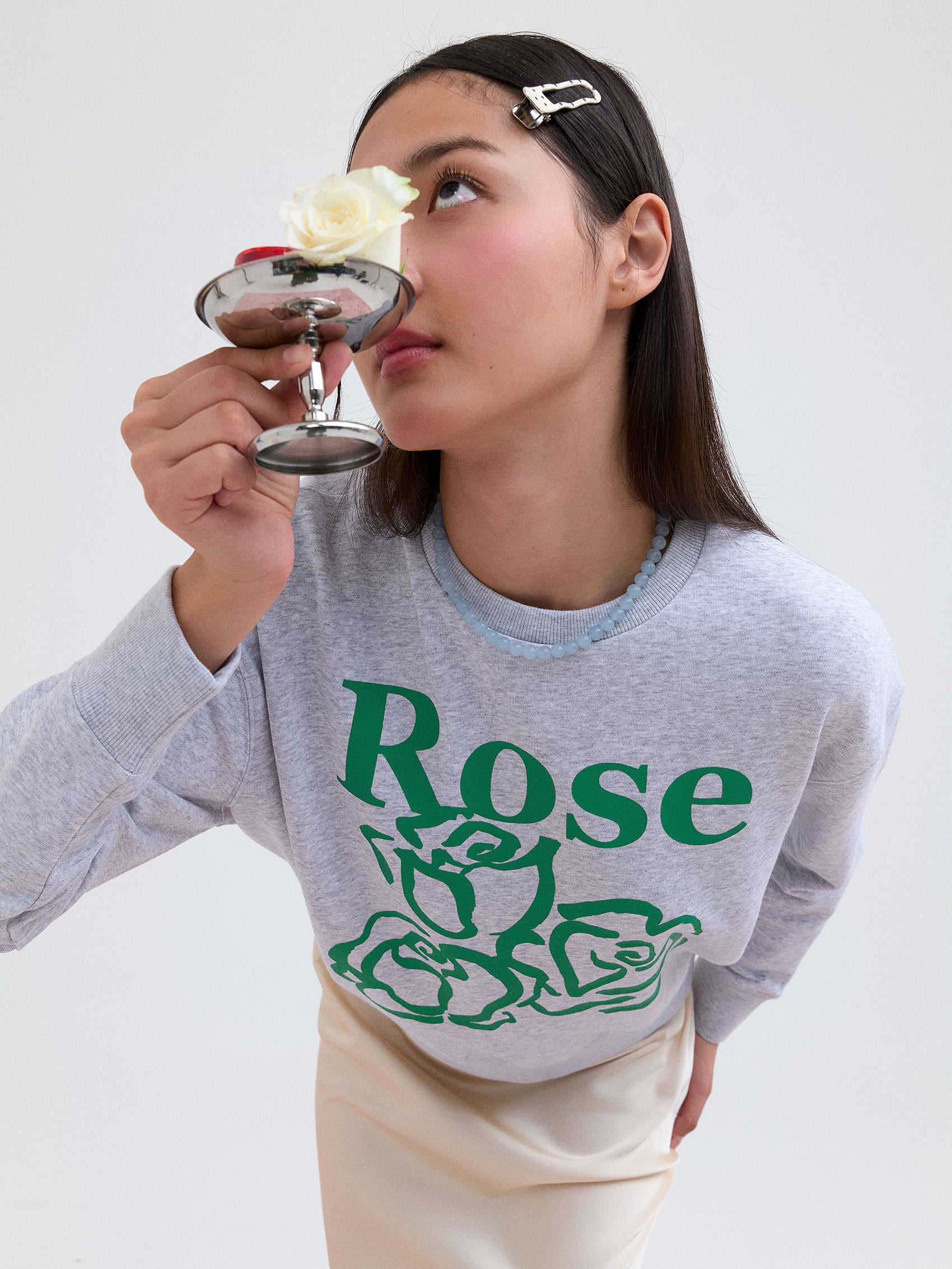 AIIZ Women's Soft French terry Sweatshirt (Top Dyed Light Grey / S)