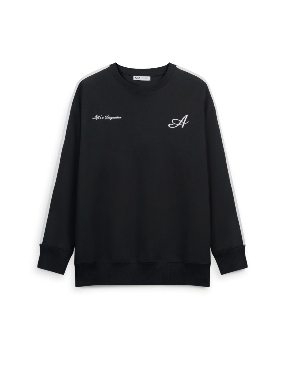 AIIZ Women's Embroidered Logo Sweatshirt (Black / L)