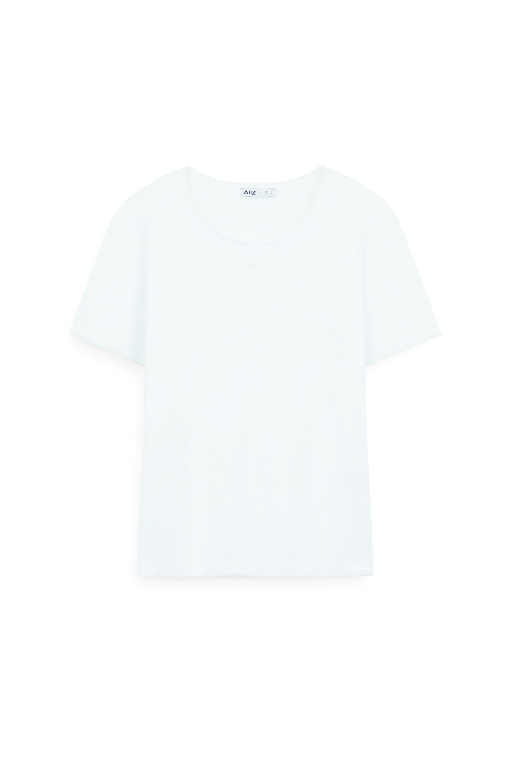 AIIZ Women's Ribbed Short Sleeve T-Shirt (White / S)